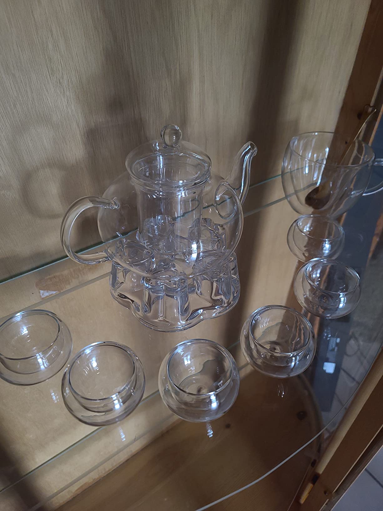 Jusalpha 11 PC-Glass Filtering Tea Maker Teapot with a Warmer and 6 Tea Cups Set (Version 2, 27-Oz) customer photo 2