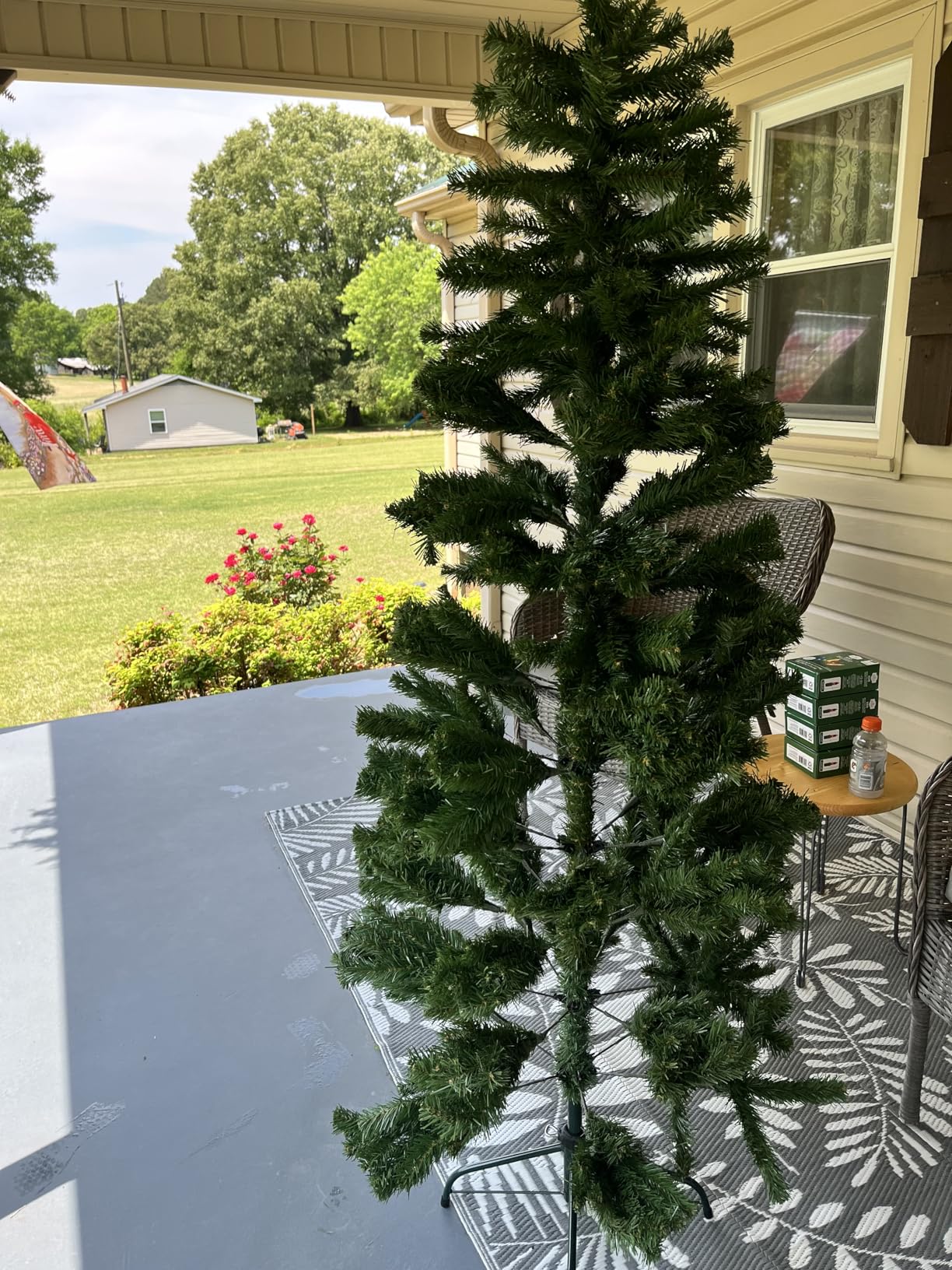 National Tree Company 6 ft Unlit North Valley Spruce Slim Artificial Christmas Tree, 636 Tips, Includes Stand, Green customer photo 1