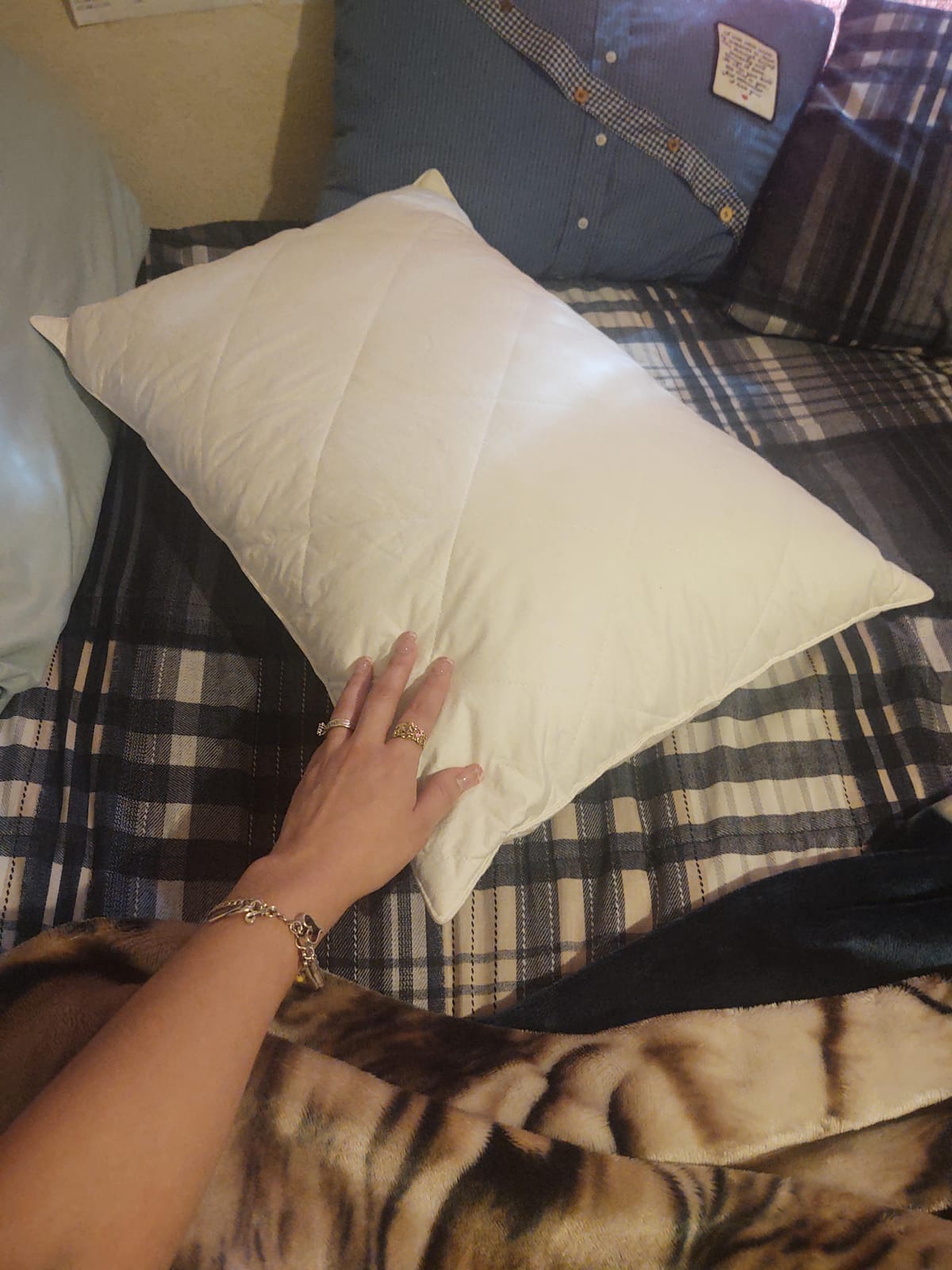 Three Geese White Goose Feather & Cotton Pillows Queen/Standard Size Set of 2 - Soft 600 Thread Count 100% Cotton, Medium Firm, Soft Support, White Solid customer photo 2