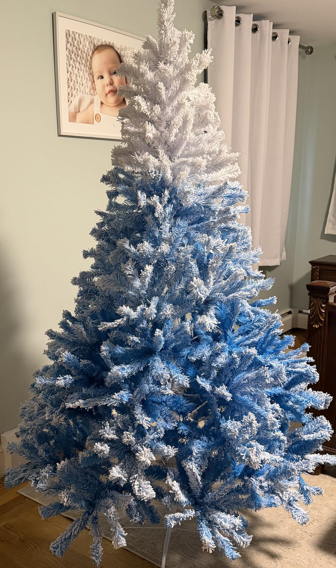 Goplus 9FT Pre-Lit Artificial Christmas Tree Auto-Spread/Close up Branches 11 Flash Modes with Multicolored 1000 LED Lights & Metal Stand customer photo 2