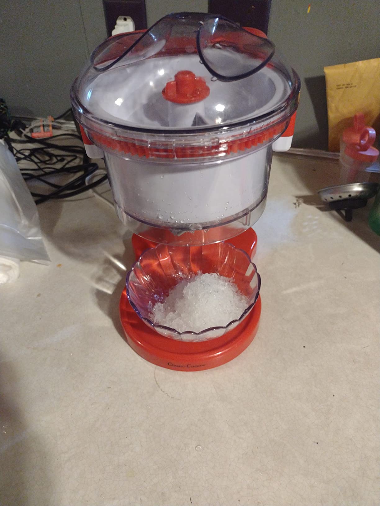 Classic Cuisine Small Shaved Ice Maker, Red, 12