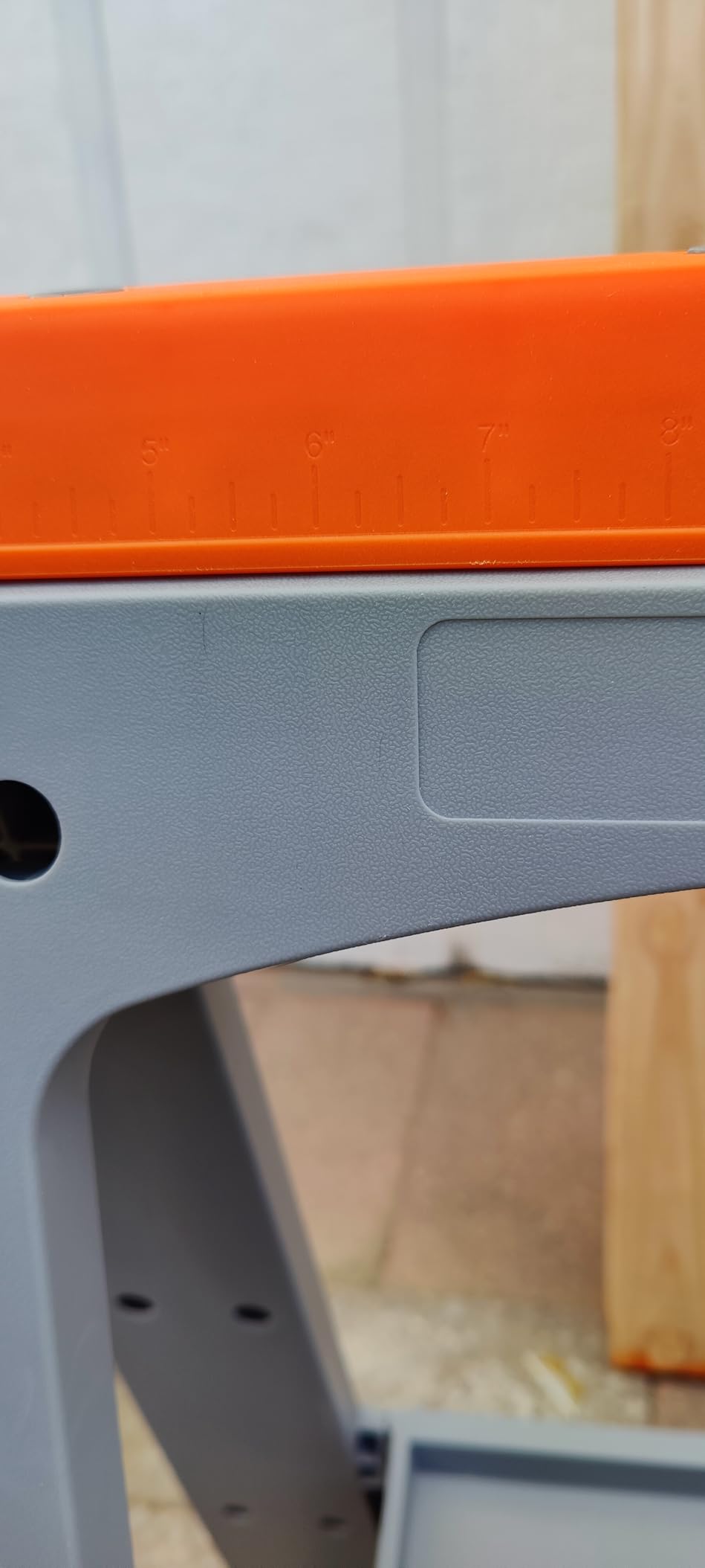 Amazon Basics Rectangular Folding Sawhorse, Collapsible, Folds Flat, 900 Pound Capacity, Set of 2, Orange and Grey customer photo 1