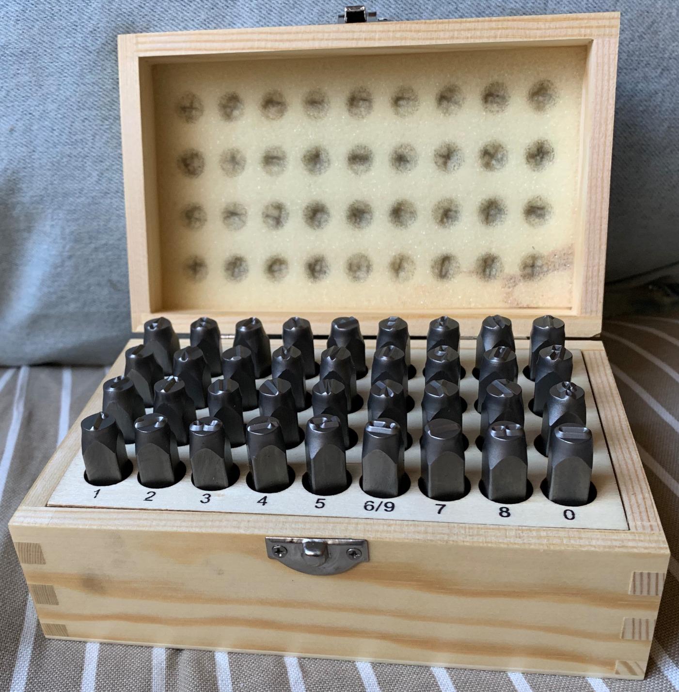 Amazon Basics Metal Stamping Kit, Alphabet and Number Stamps, 36-Piece Set with Wood Storage Case, 5/16 inch customer photo 2