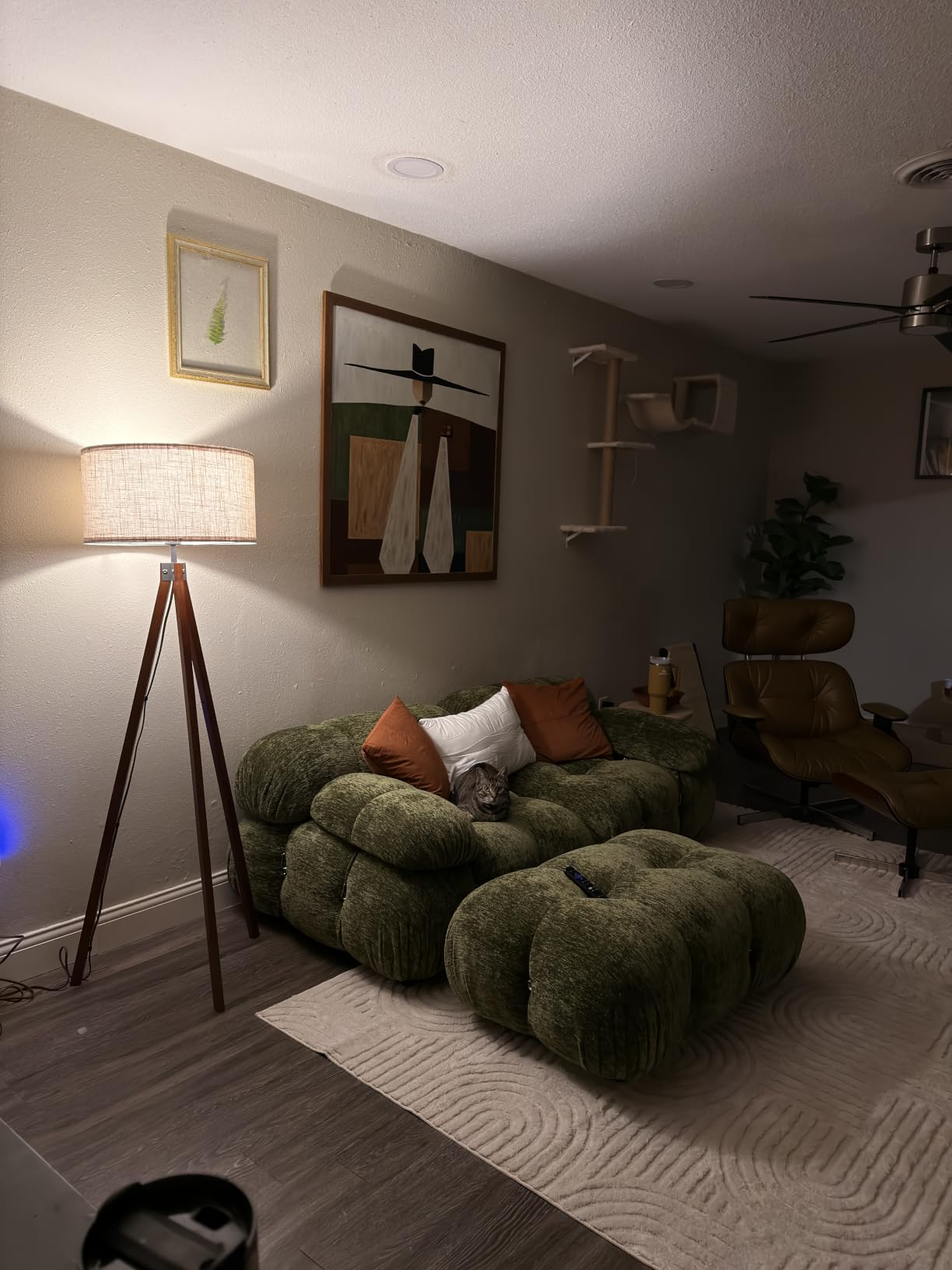 LEPOWER Tripod Floor Lamp Mid Century Modern Standing Lamps for Living Room | Light-Diffusing Linen Shade, Premium Rubberwood Tripod with E26 Base, Adding Warmth to Bedroom, Office & Study Corner Brown customer photo 1