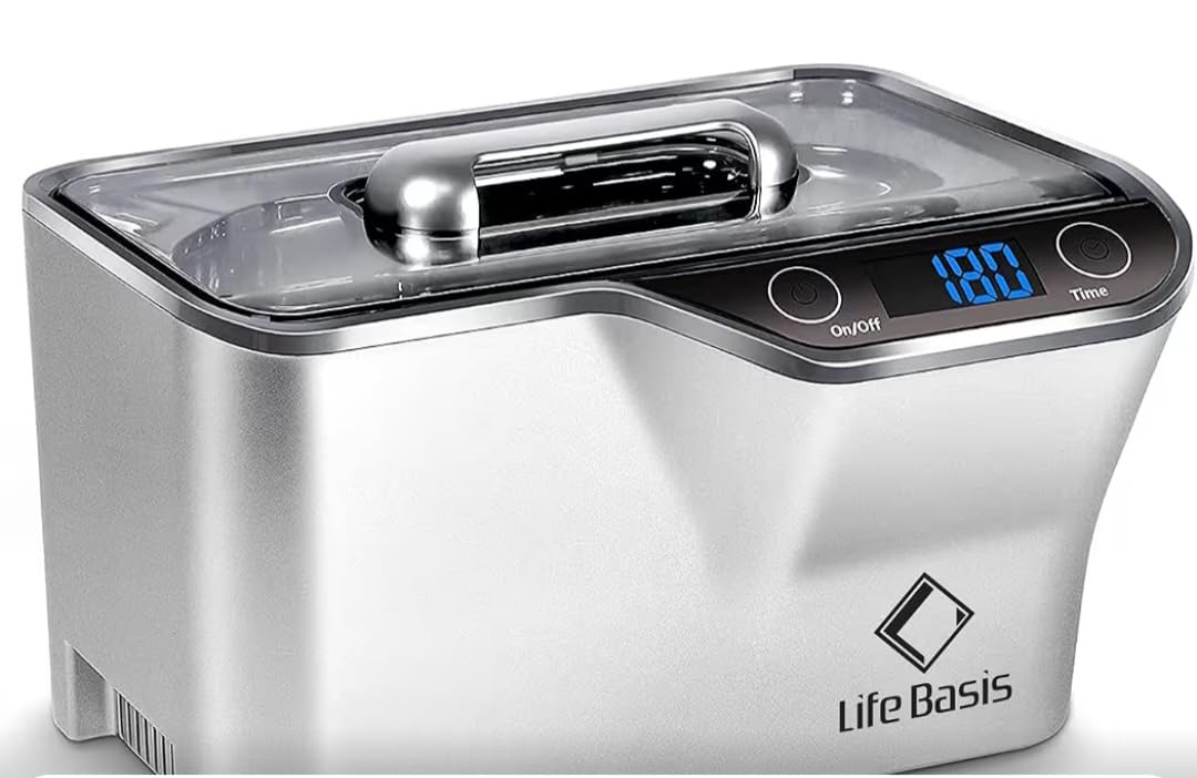 LifeBasis Professional Ultrasonic Jewelry Cleaner 600ml (20 oz), White | 45kHz Ultrasonic Cleaner with 5 Digital Timers and Watch Holder for Jewelry, Eyeglasses, Rings, Coins, Dentures and Watches customer photo 2