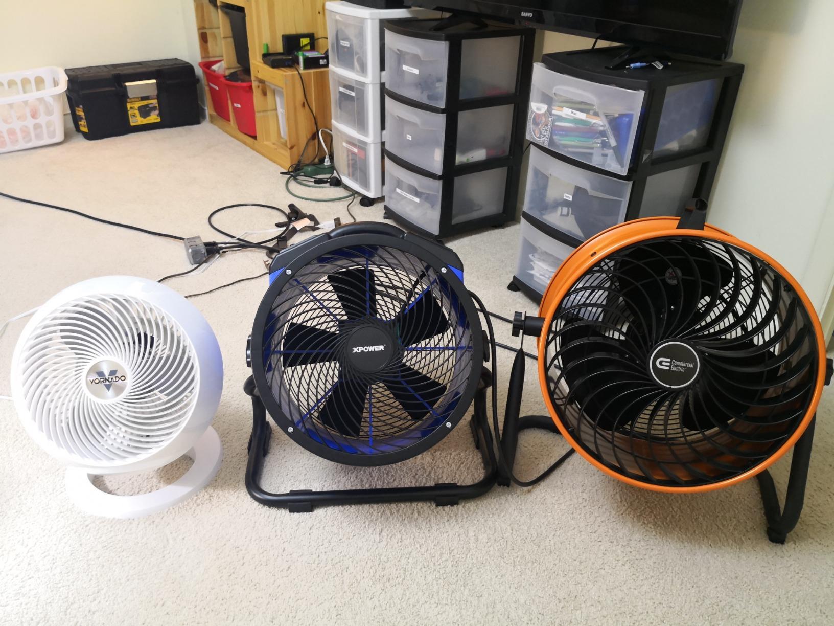 XPOWER FC-300 Heavy Duty Industrial High Velocity Whole Room Air Mover Air Circulator Utility Shop Floor Fan, Variable Speed, Timer, 14 inch, 2100 CFM, Black, Blue customer photo 1
