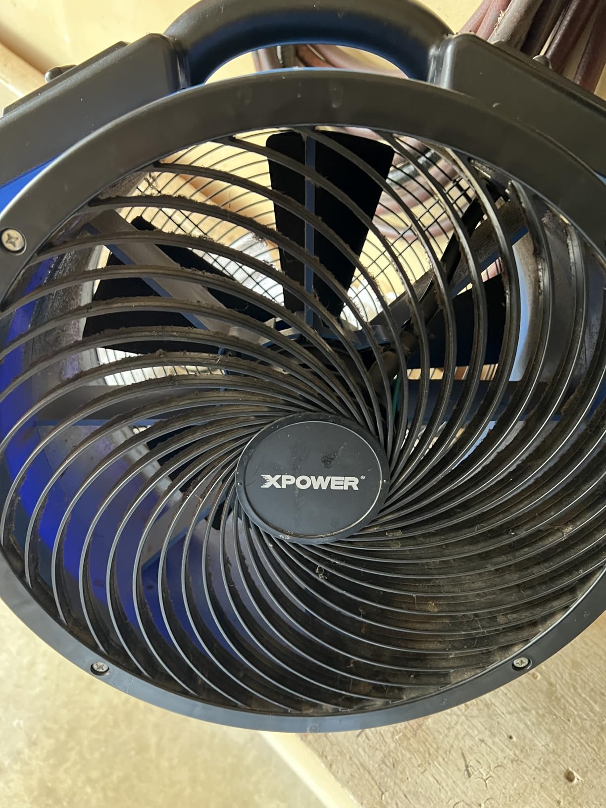 XPOWER FC-300 Heavy Duty Industrial High Velocity Whole Room Air Mover Air Circulator Utility Shop Floor Fan, Variable Speed, Timer, 14 inch, 2100 CFM, Black, Blue customer photo 2