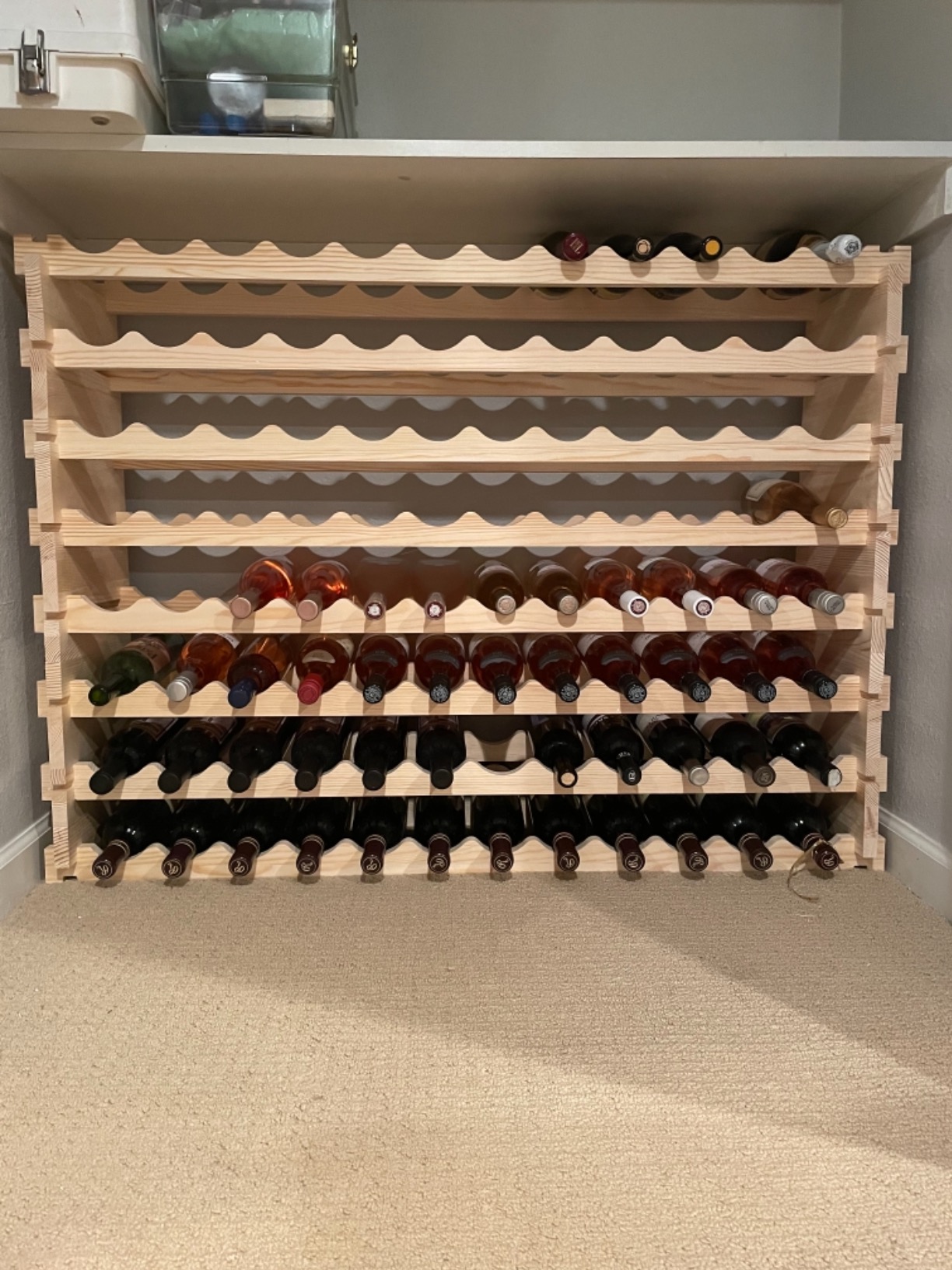 96 Bottles Stackable Modular Wine Rack, 8-Tier Wooden Wine Storage Rack Freestanding Wine Holder Display Shelves, Wobble-Free Shelves, Solid Wood customer photo 2