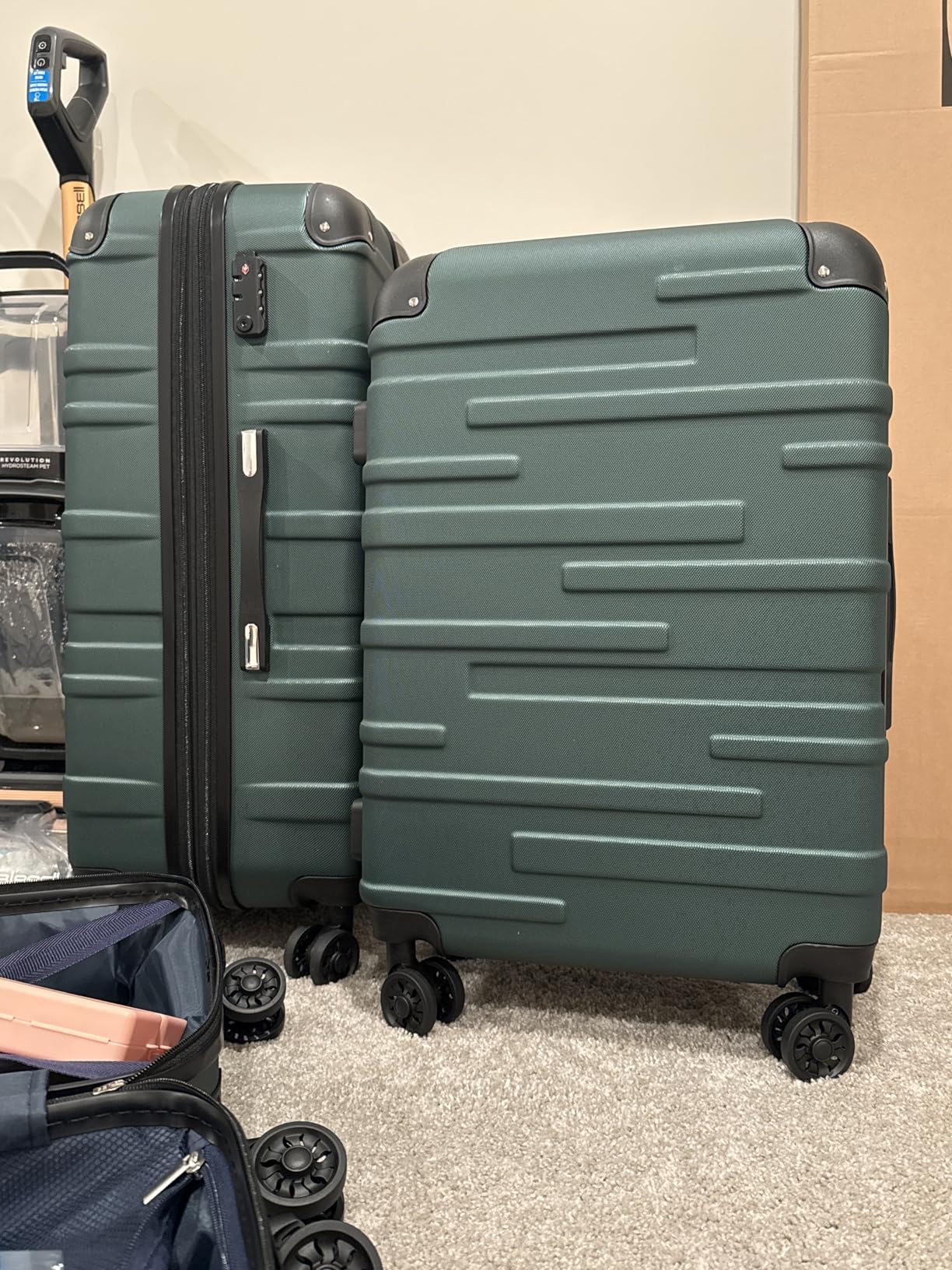 Coolife Hardside Luggage 3 Piece Set with TSA Lock, Spinner Wheels, Telescopic Handle, Lightweight Travel Suitcases (Lake Blue, 3 piece set) customer photo 1