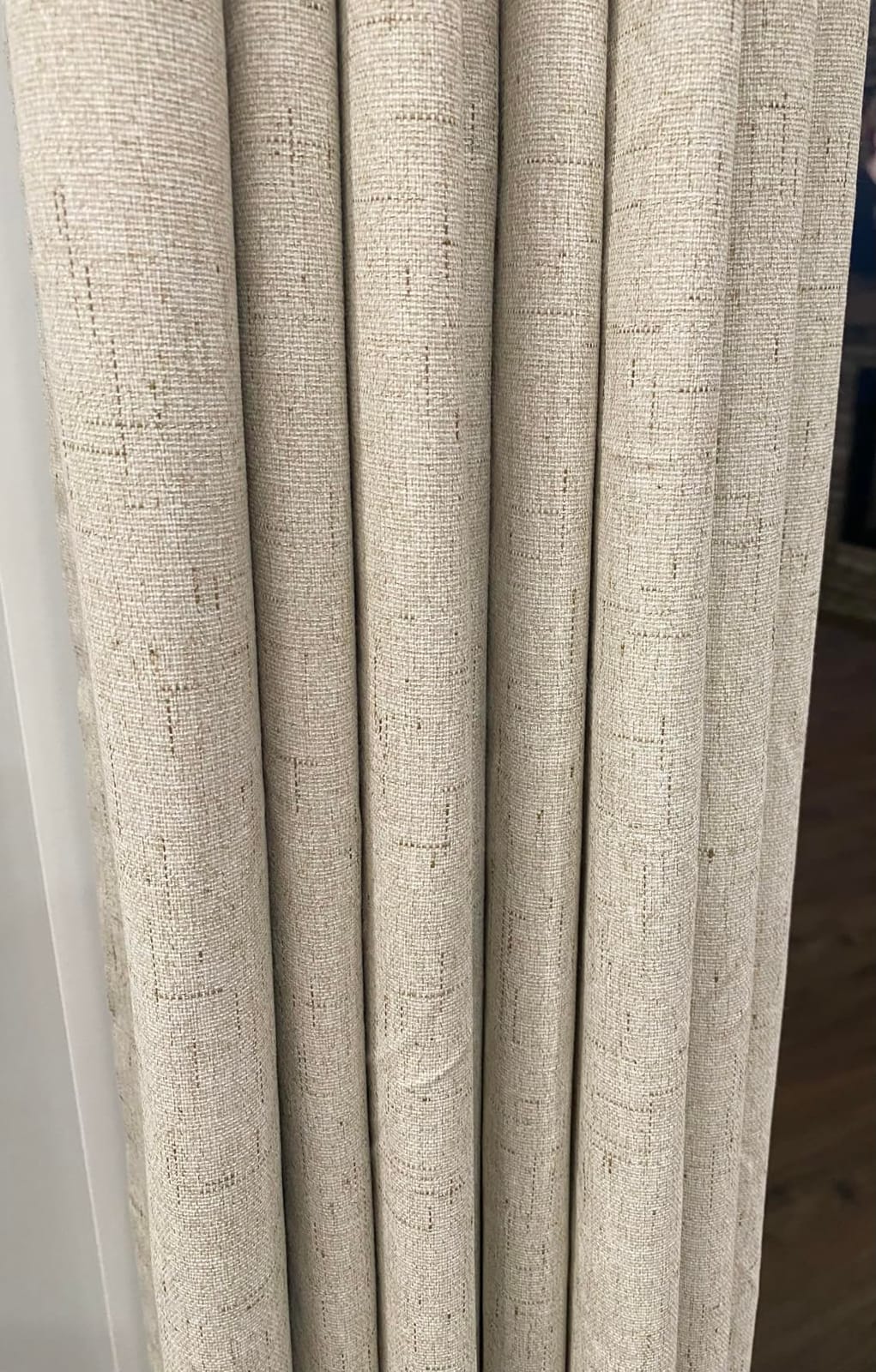 H.VERSAILTEX Linen 100% Blackout Curtains for Bedroom Light Blocking Curtains, Textured Curtains for Living Room 84 inch Grommet, White Liner Energy Efficient GRS Certified (2 Panels, Natural) customer photo 1