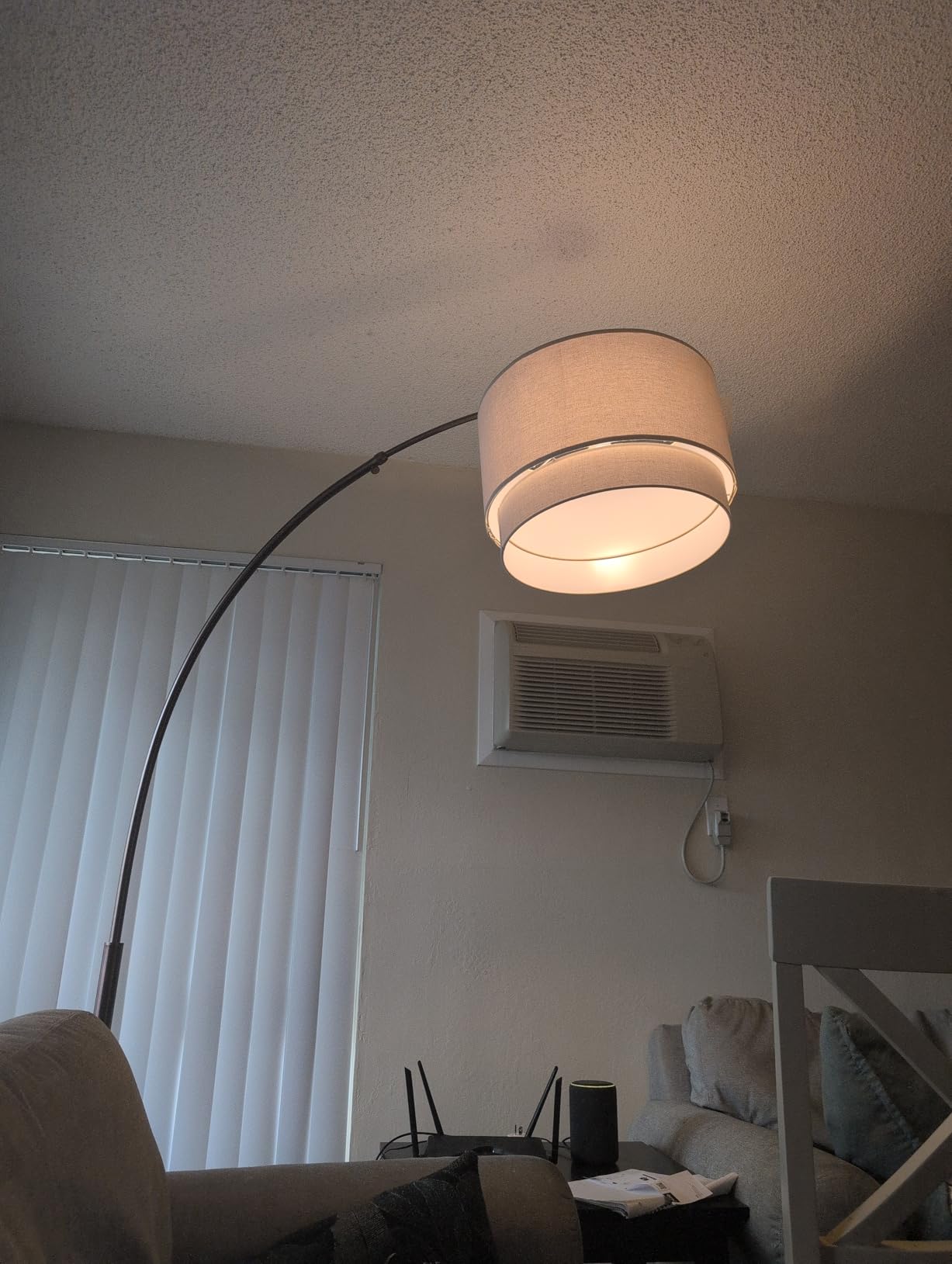 Brightech Mason Arc Floor Lamp - Modern Corner Standing Lamp with Unique Hanging Drum Lamp Shade for Living Room - Bright Overhead, Curved Hanging Light for Bedroom. Library, Den - Bronze customer photo 1
