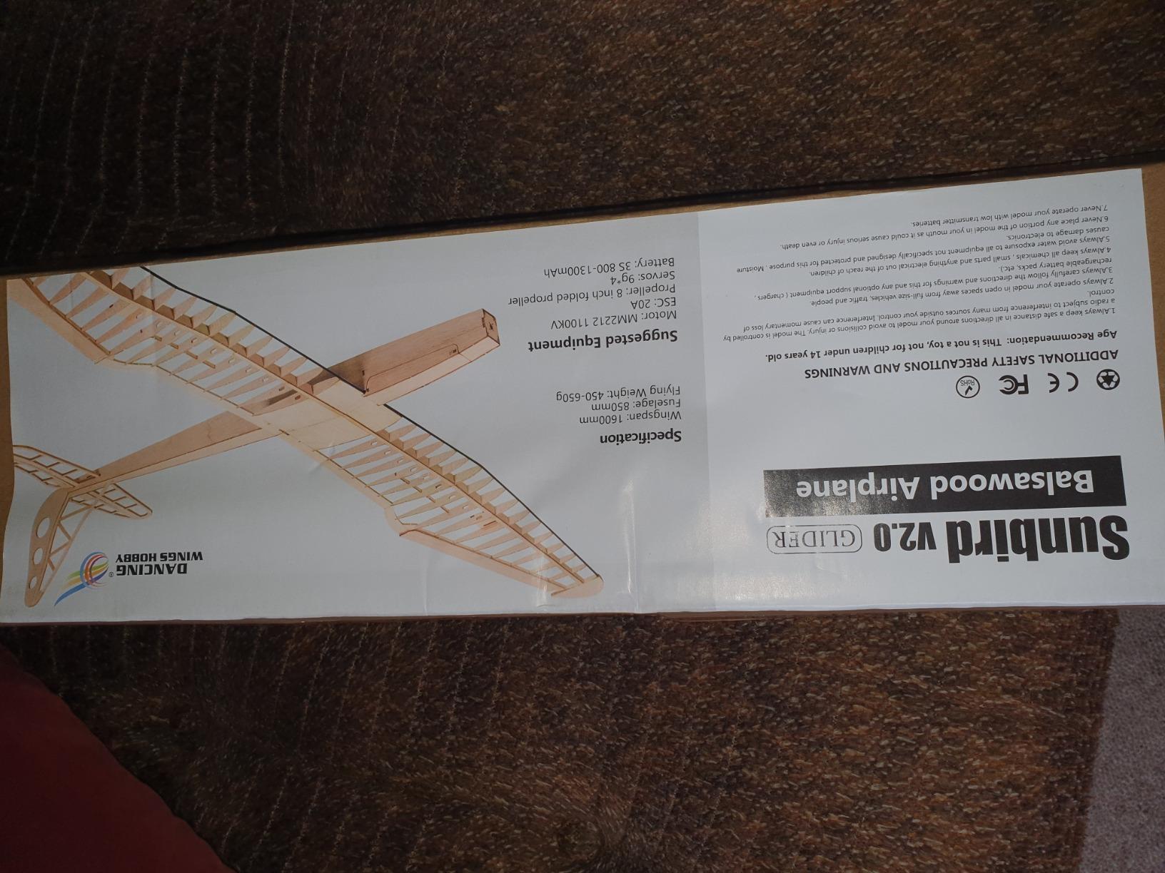 DW Hobby Balsa Laser-Cutting Airplane Glider Sunbird Un-Assembled for Adults (F1601) customer photo 2