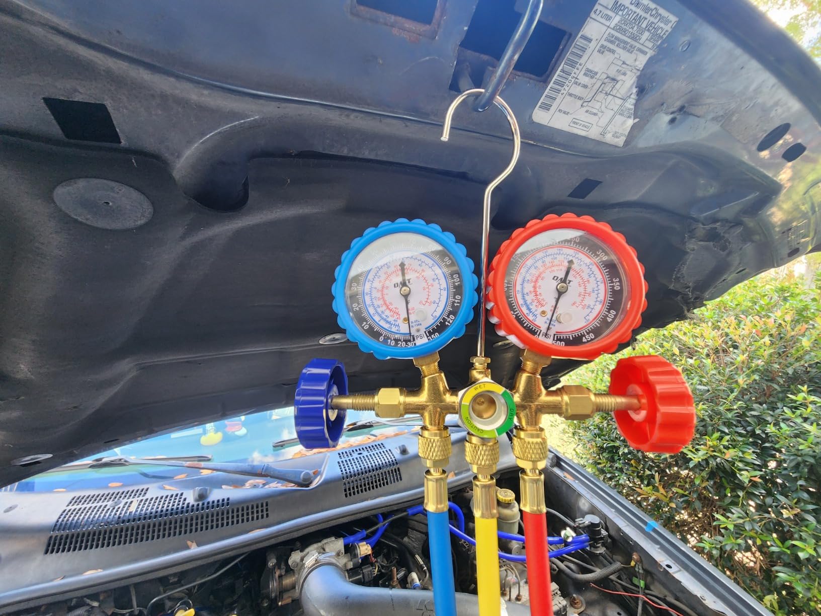 Orion Motor Tech AC Gauges, AC Manifold Gauge Set for R134a R12 R502 Refrigerant, 3 Way Car with 5FT Hoses Couplers & Adapter, Puncturing & Self Sealing Can Tap Freon Charge Kit customer photo 1