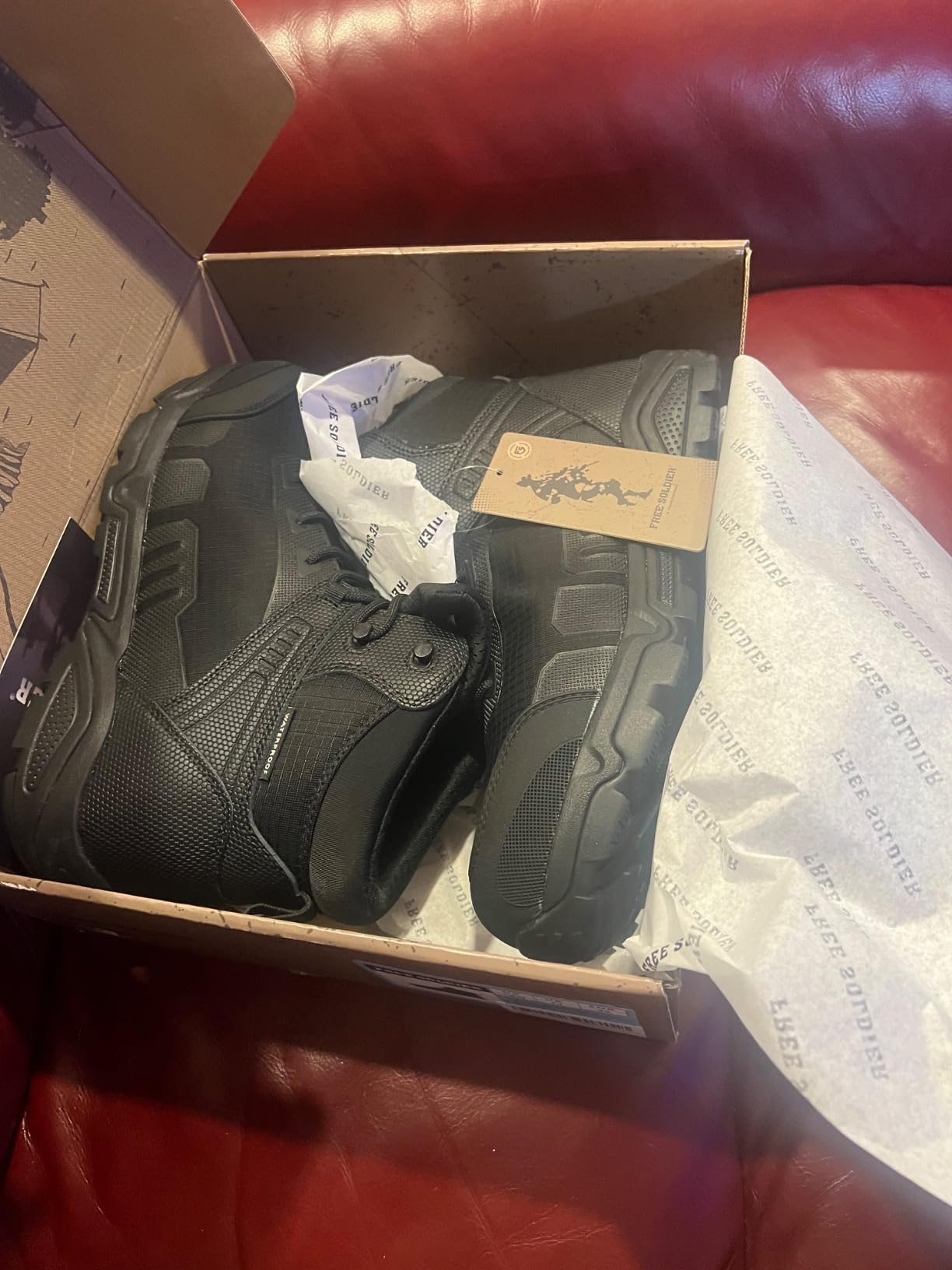 FREE SOLDIER Men's Waterproof Tactical Work Boots Lightweight Comfortable Combat Hiking Boots customer photo 1