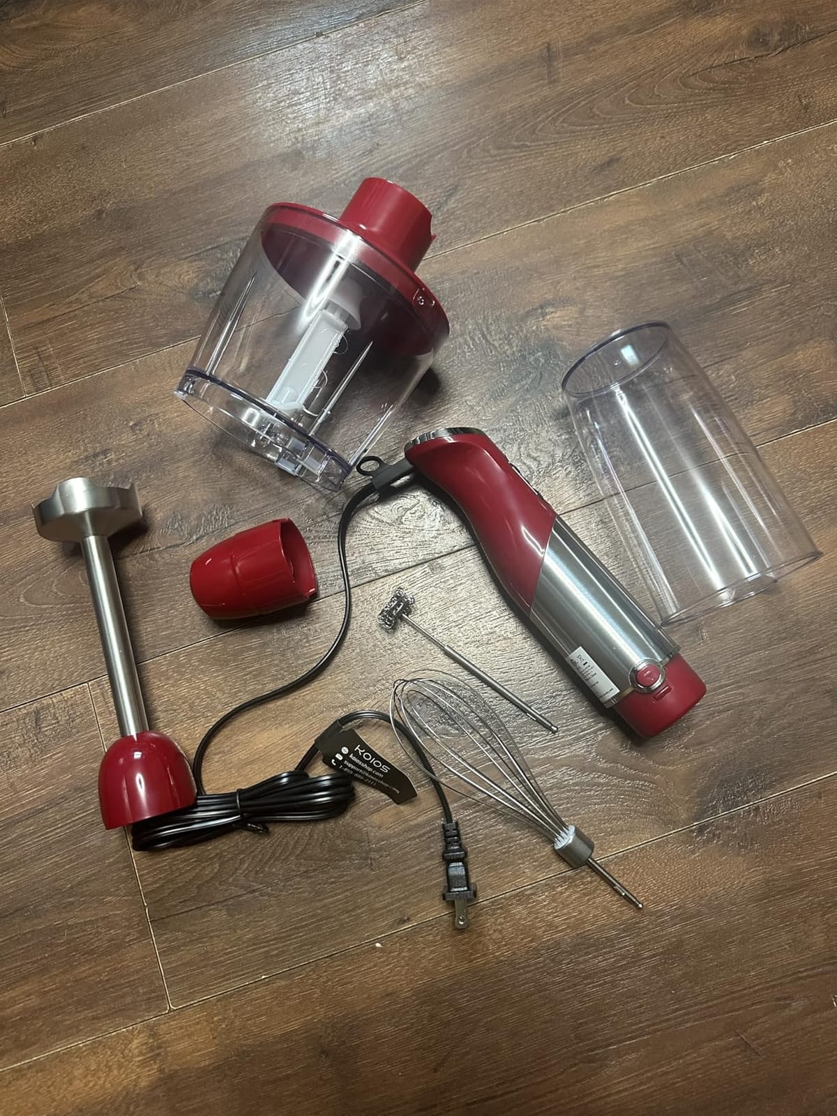 KOIOS 5-in-1 Hand Immersion Blender, 1000W 12 Speed Handheld Blender Stick with Copper Motor Stainless Steel Blade, 600ml Mixing Beaker,500ml Food Processor, Whisk, Milk Frother, Non-BPA, Red customer photo 2