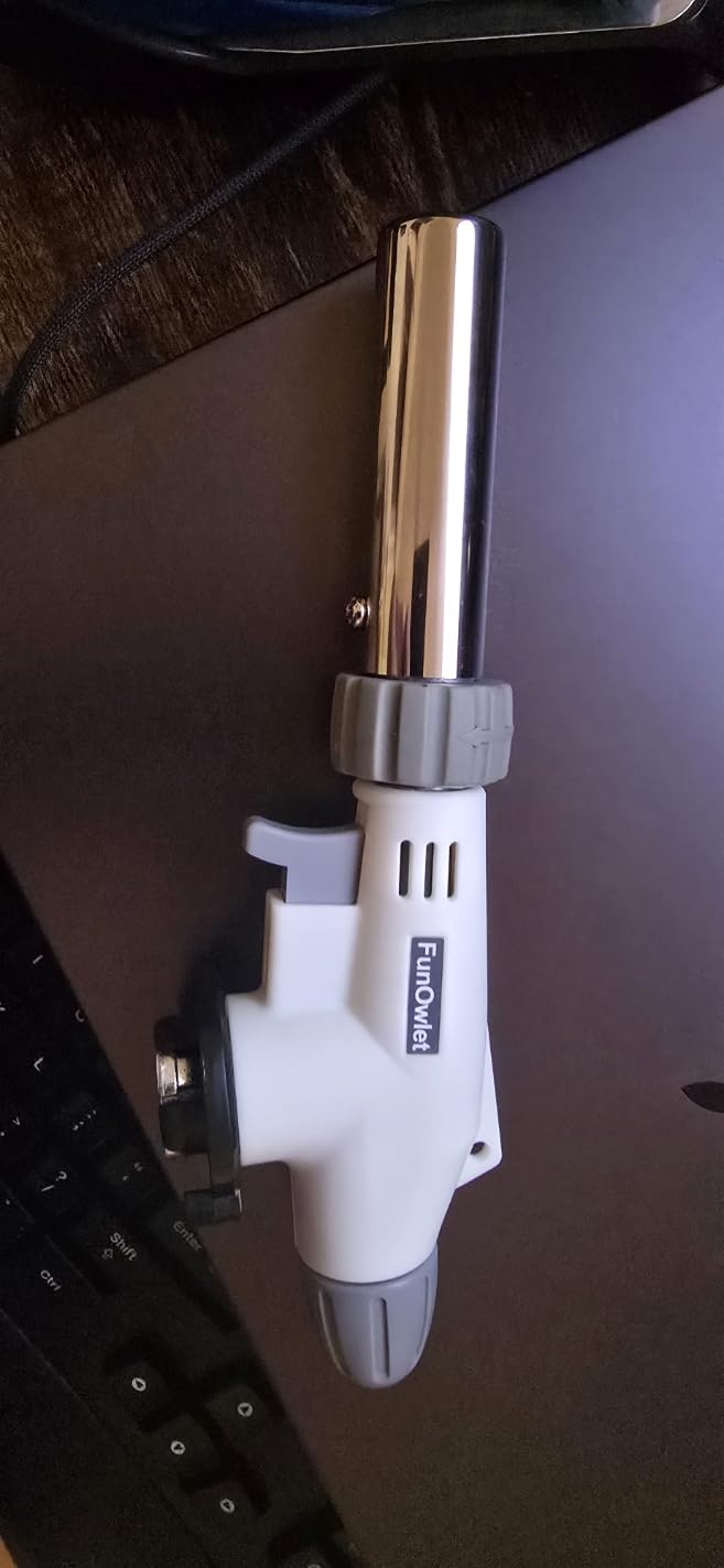 FunOwlet Butane Torch Blow Lighter Kitchen Culinary Torches Head | Reverse Use with Adjustable Flame, Ideal for Chef Cooking, Creme, Brulee, BBQ, Baking, DIY Soldering, Gas Not Included customer photo 1