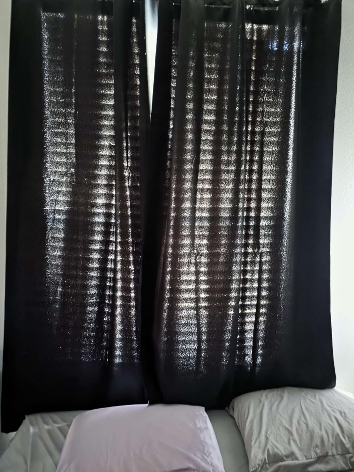 LEMOMO Blackout Curtains 52 x 84 inches Long Black Curtains Set of 2 Panels Thermal Insulated Room Darkening Curtains for Bedroom customer photo 1