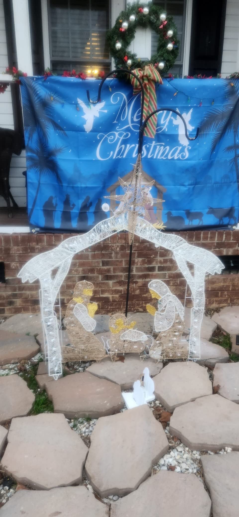 National Tree Company Pre-Lit Artificial Crystal Holy Family Nativity | 150 Clear Lights, Includes Stand, Ground Stakes, Artificial Outdoor Christmas Decoration customer photo 1