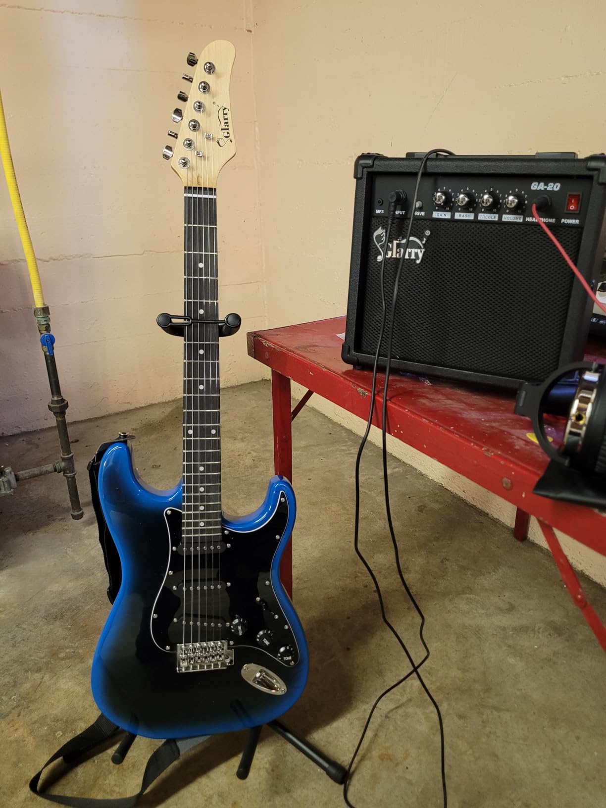 GLARRY Full Size Electric Guitar for Music Lover Beginner with 20W Amp and Accessories Pack Guitar Bag (DARK BLUE, 39