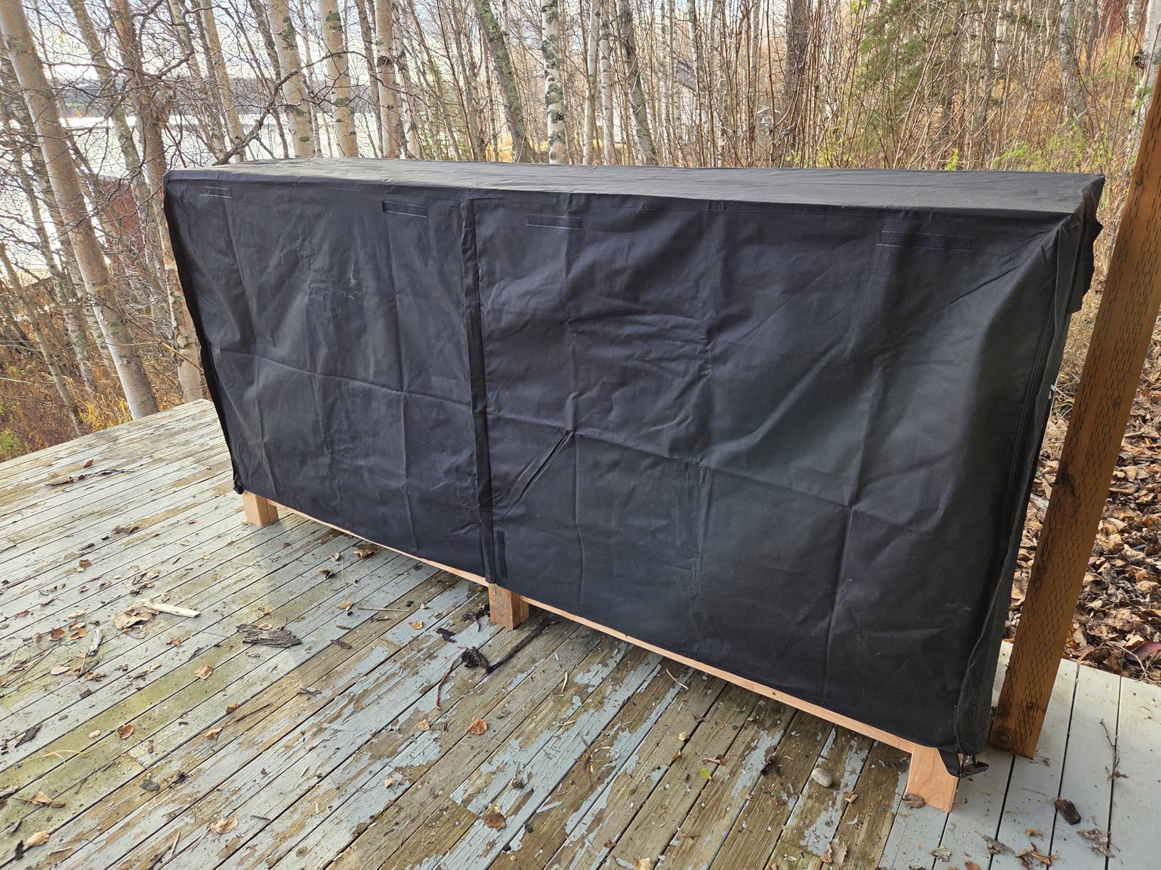 VIVOHOME 8ft Waterproof Outdoor Firewood Log Rack Cover, Black | Heavy Duty 600D Oxford Weather Resistant Fire Wood Storage Holder Cover with Zipper and Hook Loop Tape(Rack not Included) customer photo 1
