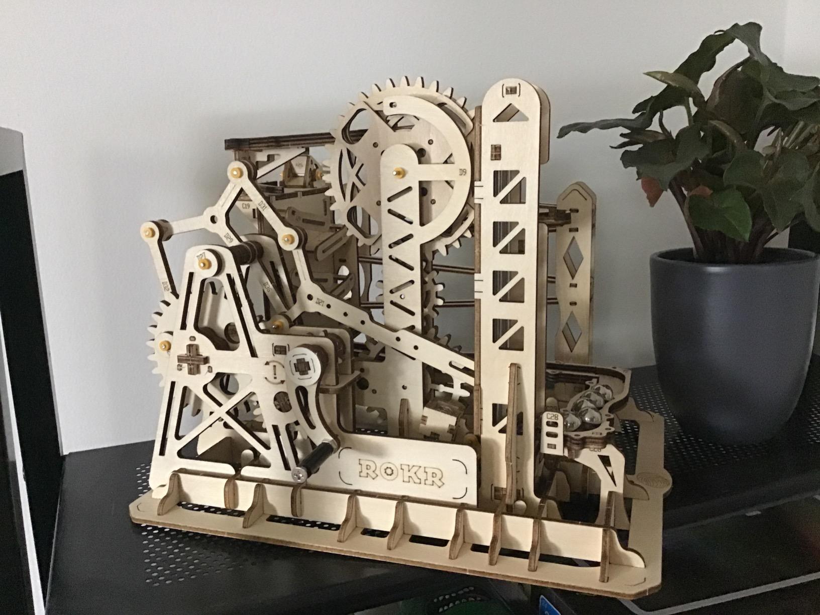 ROKR 3D Assembly Wooden Puzzle Brain Teaser Game Mechanical Gears Set Model Kit Marble Run Set Unique Craft Kits Christmas/Birthday/Valentine's Gift for Adults & Kids Age 14+(LG503-Lift Coaster) customer photo 2