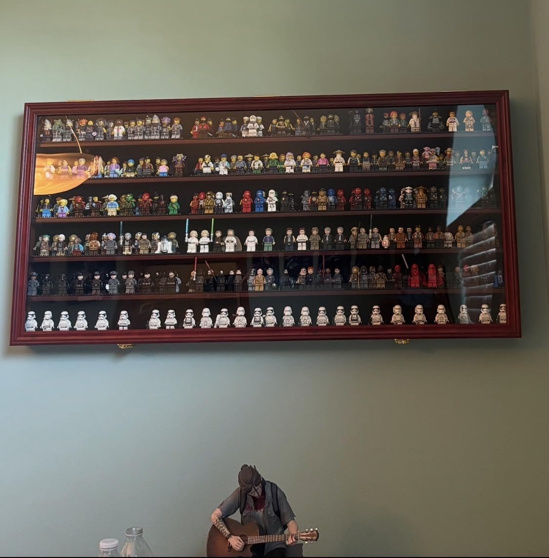 Toy Minifigures Miniatures Display Case Frame Wall Cabinet Stand - Holds 200 Toys with Dust Protection, Black customer photo 1