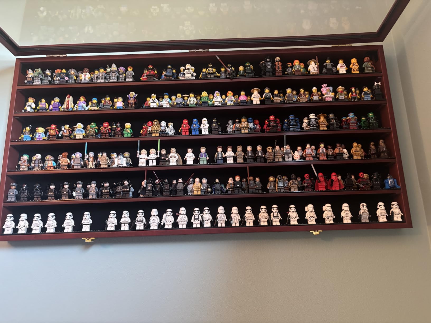 Toy Minifigures Miniatures Display Case Frame Wall Cabinet Stand - Holds 200 Toys with Dust Protection, Black customer photo 2