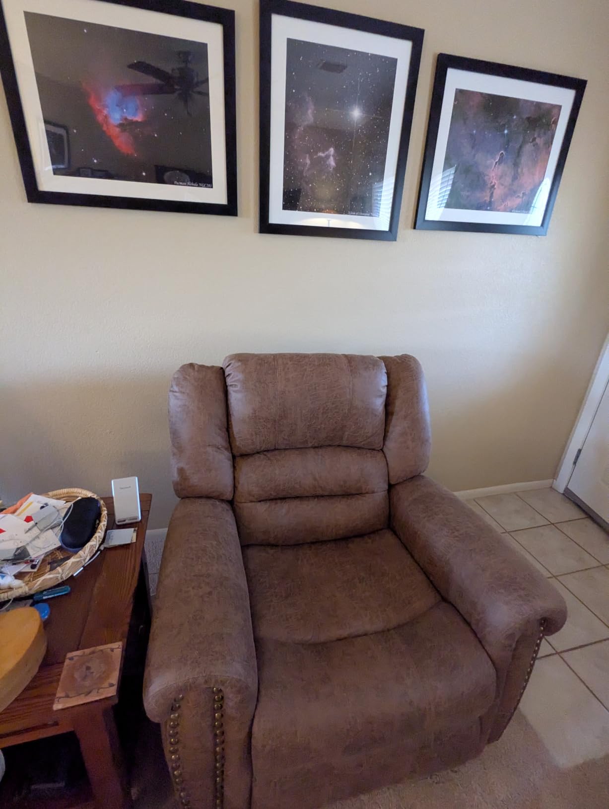 Leather Recliner Chair, Classic and Traditional Manual Recliner Chair with Comfortable Arms and Back Single Sofa for Living Room, Nut Brown customer photo 2