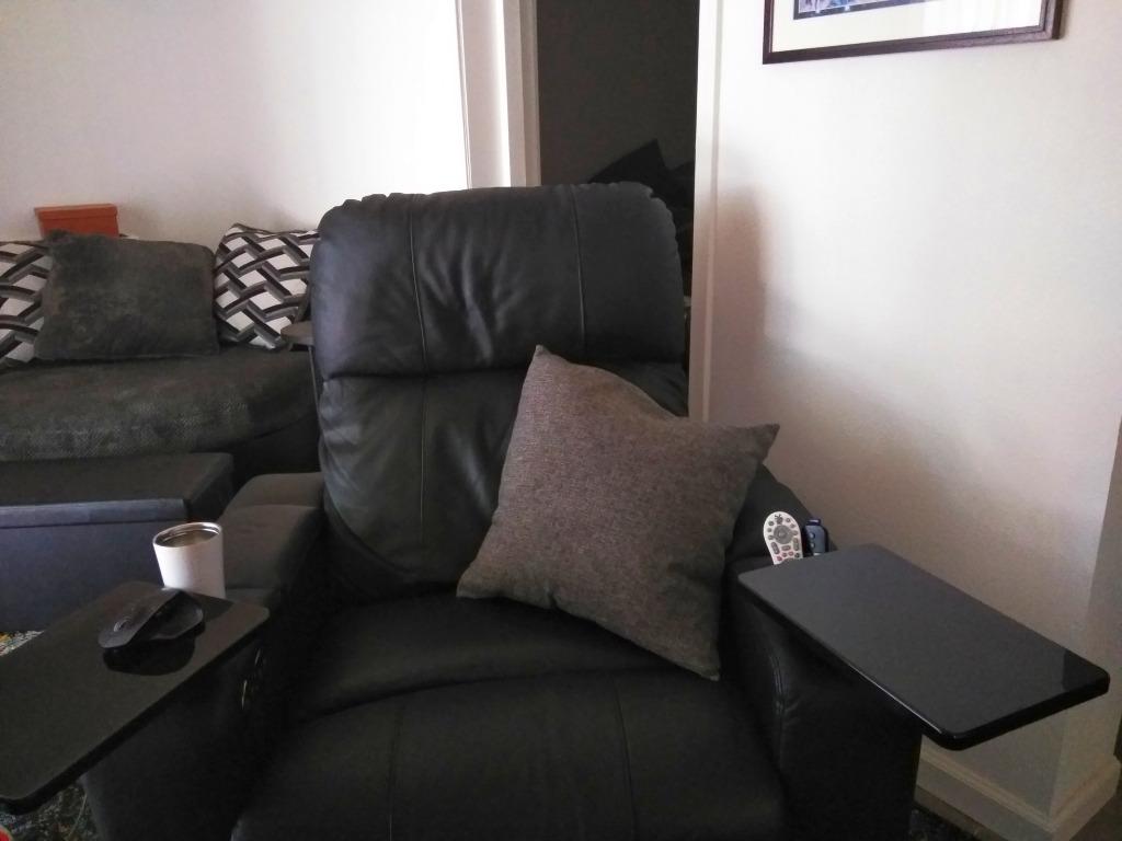 Seatcraft Julius Brown Italian Leather Home Theater Seating, Powered Headrest Big and Tall Power Recliner, Gaming and Home Office Chair, Lounge Sofa Furniture for Family Cinema Room, Single Recliner customer photo 1