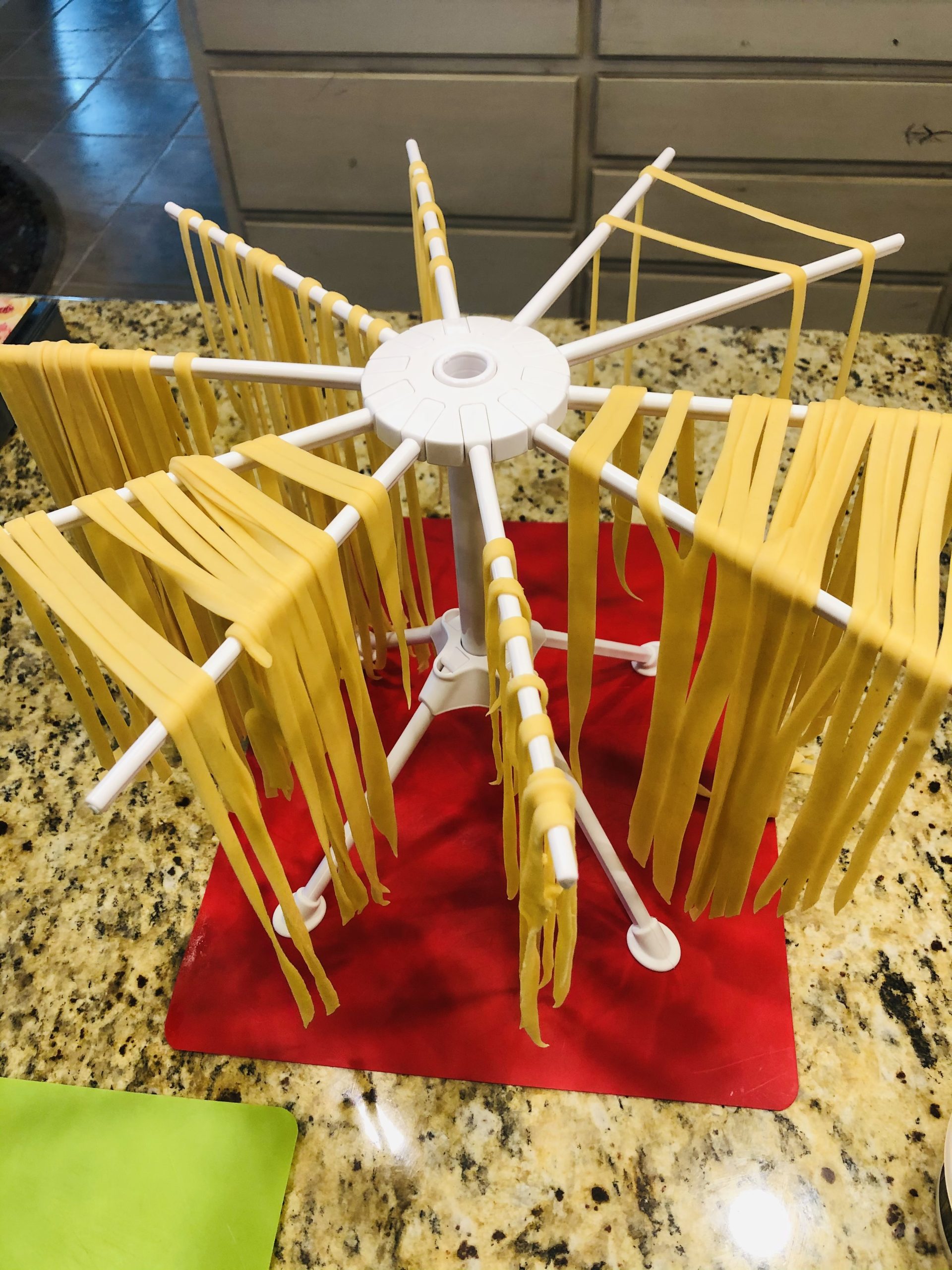 Ourokhome Collapsible Pasta Drying Rack, Plastic Foldable Homemade Fresh Spaghetti Stand Dryer Noodle Hanger for Kitchen with 10 Arms, Stable, Easy Storage, Quickly Set Up (Yellow) customer photo 2