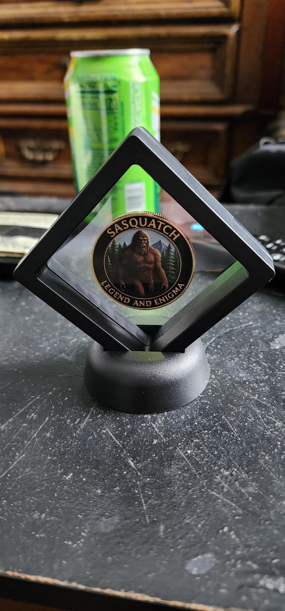 SH Challenge Coin Display Frame, 3D Floating Display Case Stand Holder, Medallion Medal Specimen Military Coin Clear Box (Black) customer photo 2