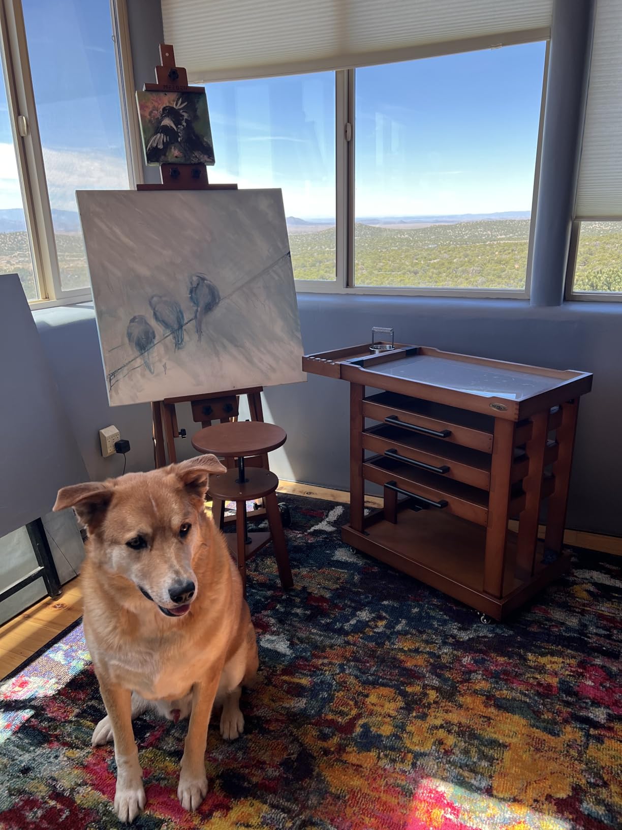 MEEDEN Versatile Studio H-Frame Easel - All Media Adjustable Beech Wood Studio Easel, Painting Floor Easel Stand, Movable and Tilting Flat Available, Holds Canvas Art up to 77