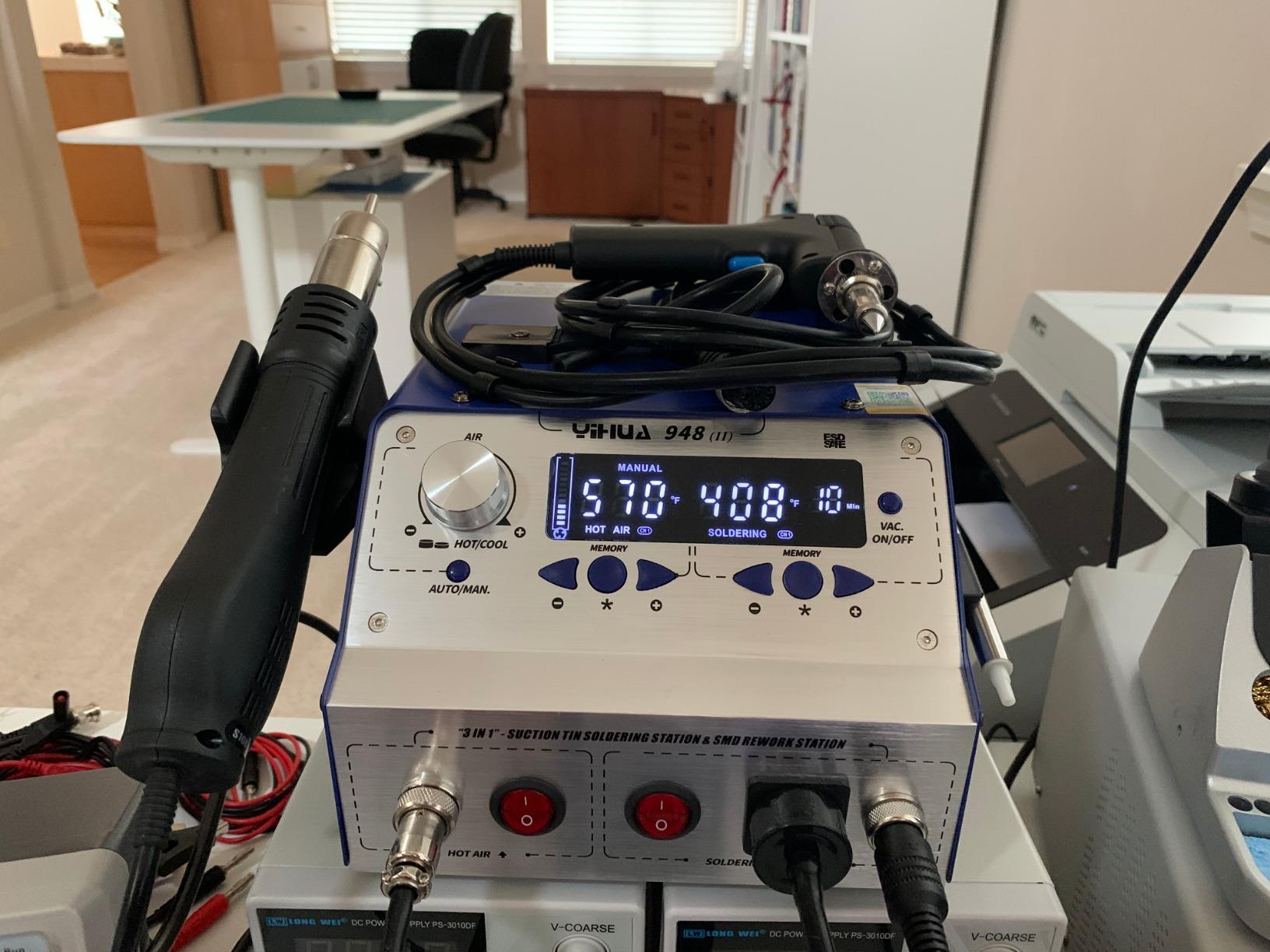 YIHUA 948-II 4 in 1 Hot Air Rework Soldering Iron and Desoldering Suction Tin Gun Station with Suction Pick Up Pen customer photo 2
