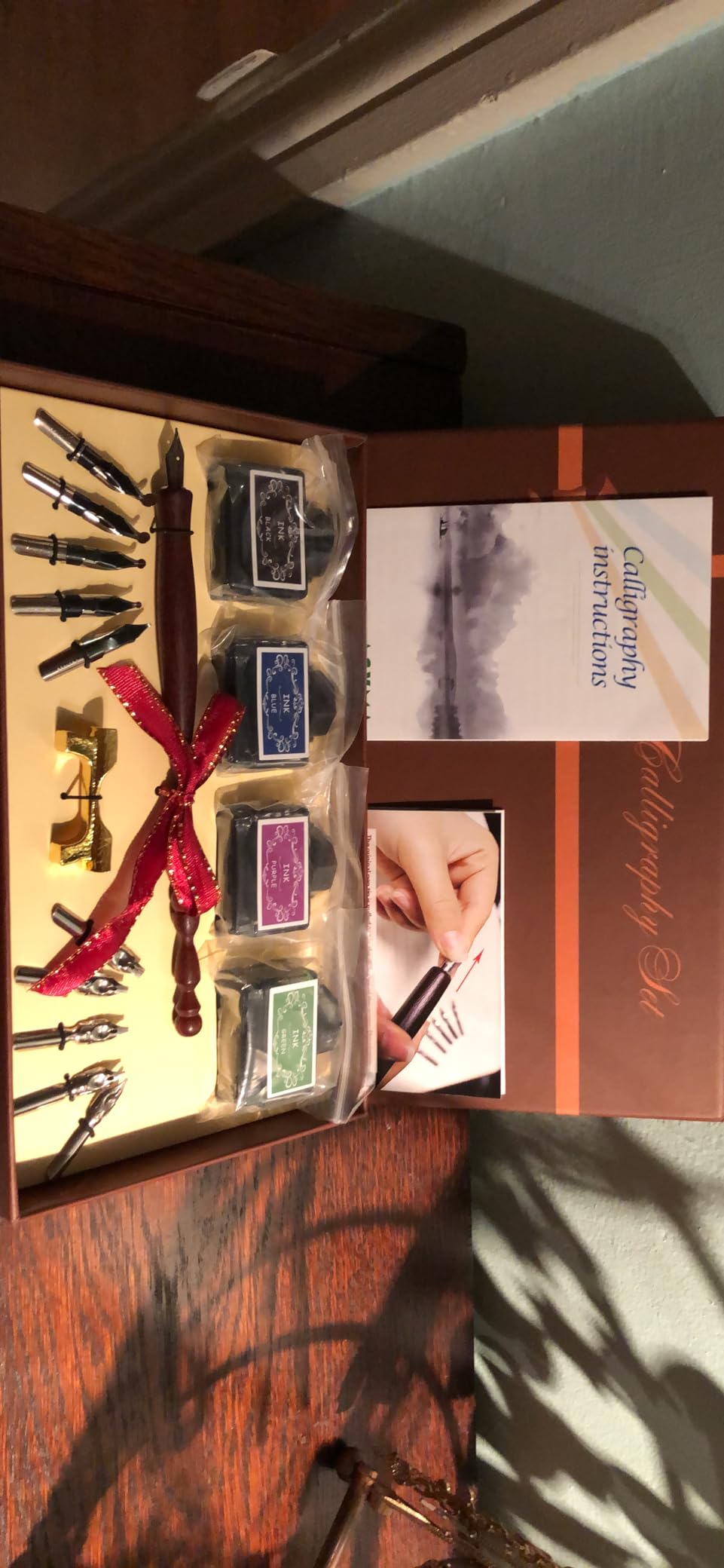 Calligraphy Pen Set - Includes Wooden Dip Pen, Antique Brass Holder, 11 Nibs, 4 Colors Ink Bottles and Beginner's Manual-for Beginners and Calligraphy Lovers customer photo 2