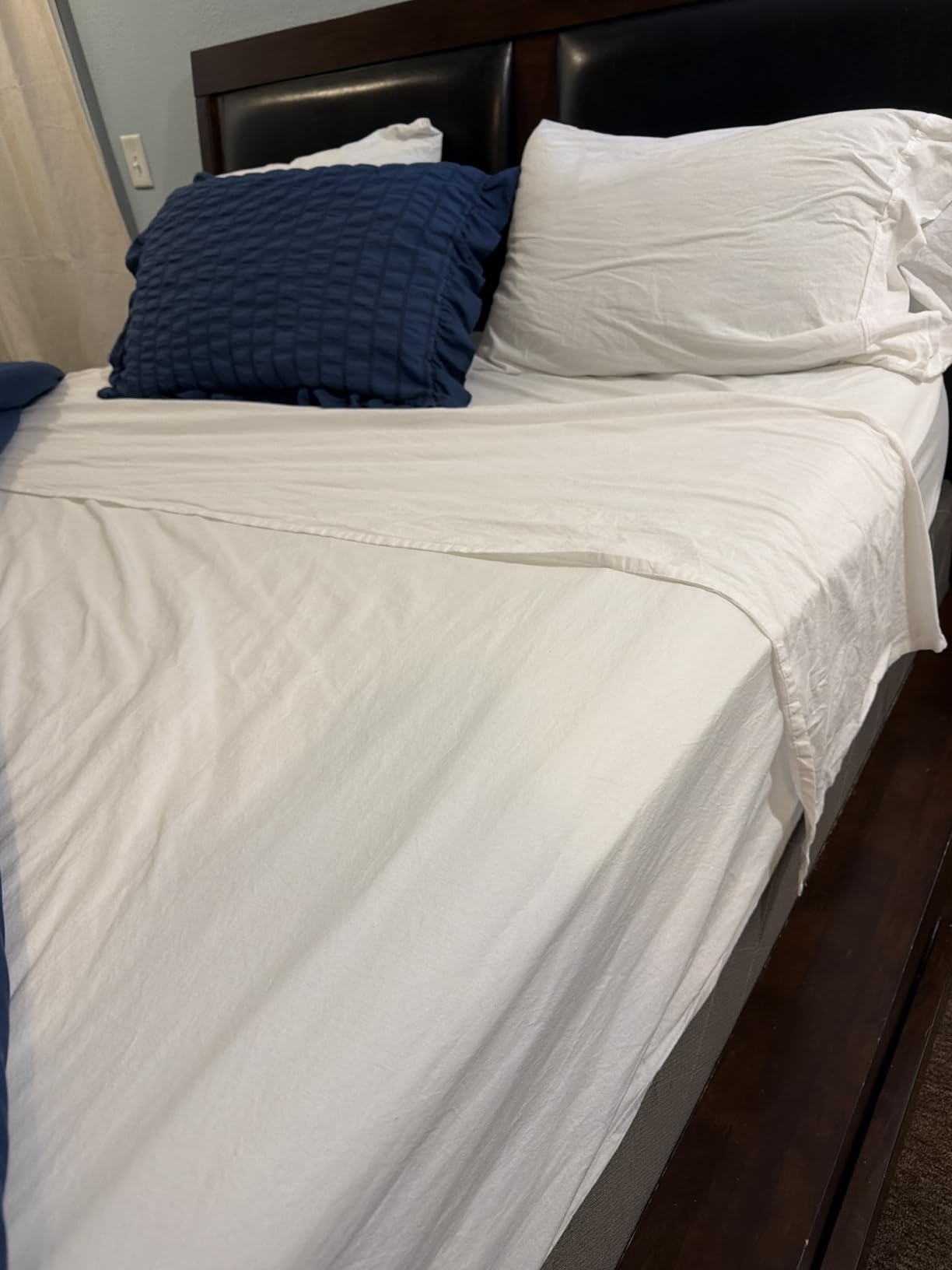 LANE LINEN Queen Sheets 100% Organic Cotton 4pc Percale Cooling - White | Queen Sheet Set, GOTS Certified Organic Cotton Percale - Crisp, Cool & Breathable, For Hot Sleepers, All-Season Comfort customer photo 1