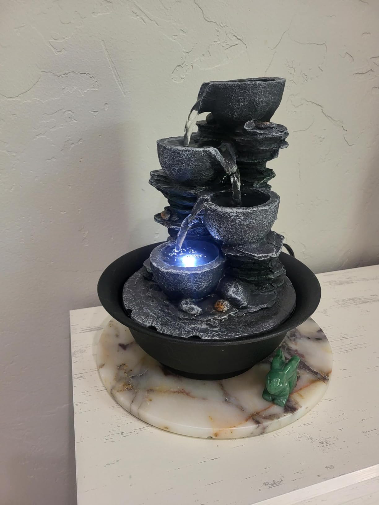 WICHEMI Tabletop Water Fountain with LED Lights Indoor Waterfall Fountains Relaxing Water Feature Indoor Fountains Zen Meditation Desktop Fountain for Home Office Bedroom Decor (Style 6) customer photo 2
