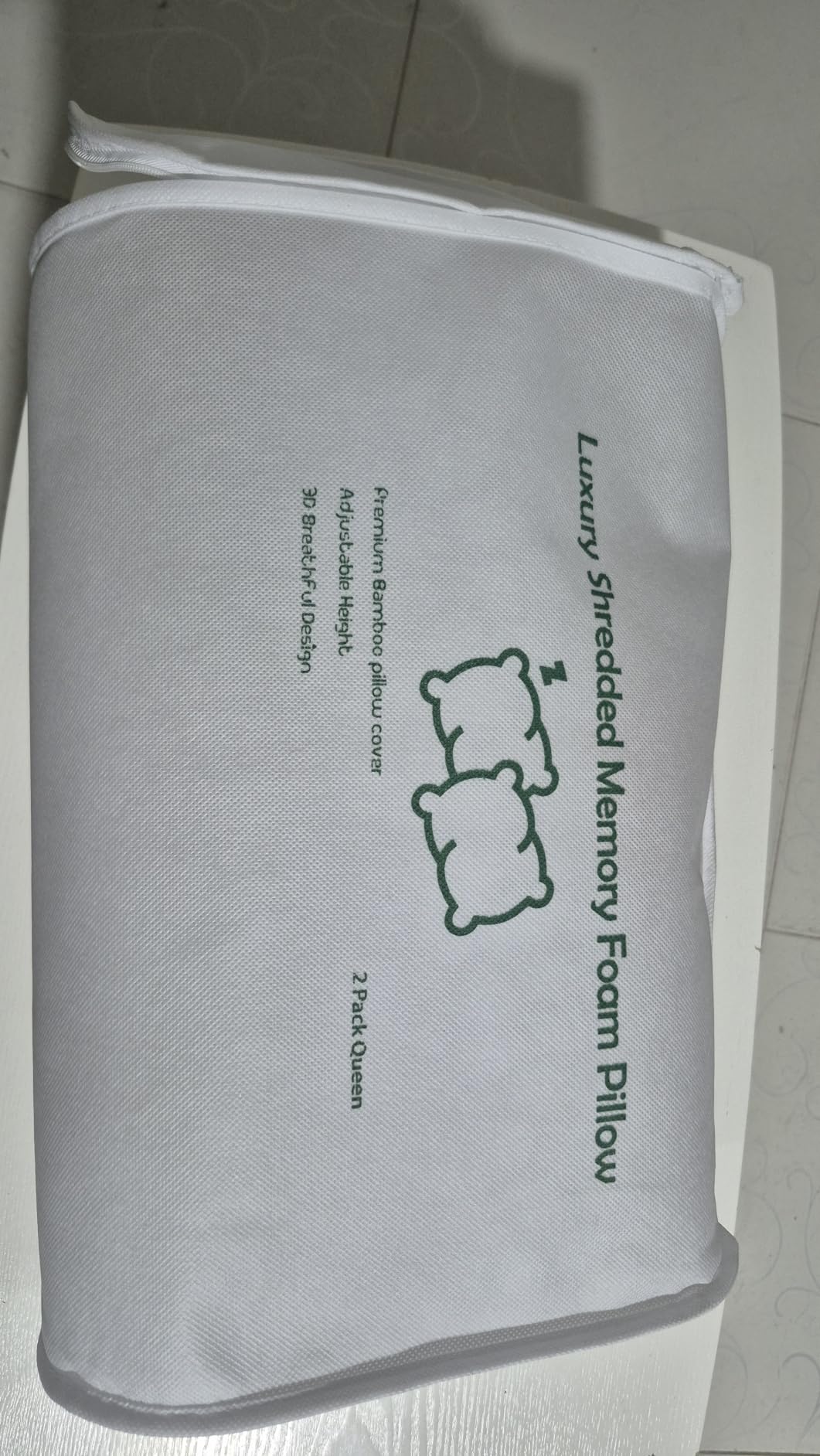 SUPA MODERN Cooling Pillow Queen Size Set of 2, CertiPUR-US Shredded Memory Foam Pillows for Sleeping, Cool Bed Pillows for Hot Sleepers, Adjustable Firm Pillow for Side,Back,Stomach Sleepers customer photo 1