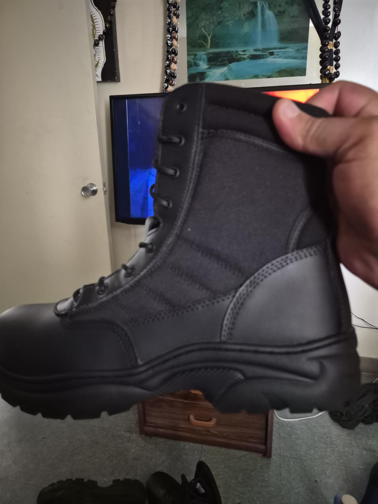 NORTIV 8 Men's Military Tactical Work Boots | Side Zipper Leather Motorcycle Combat Boots for Outdoor Work Hiking Tactical Use and Daily Wear Trooper customer photo 2
