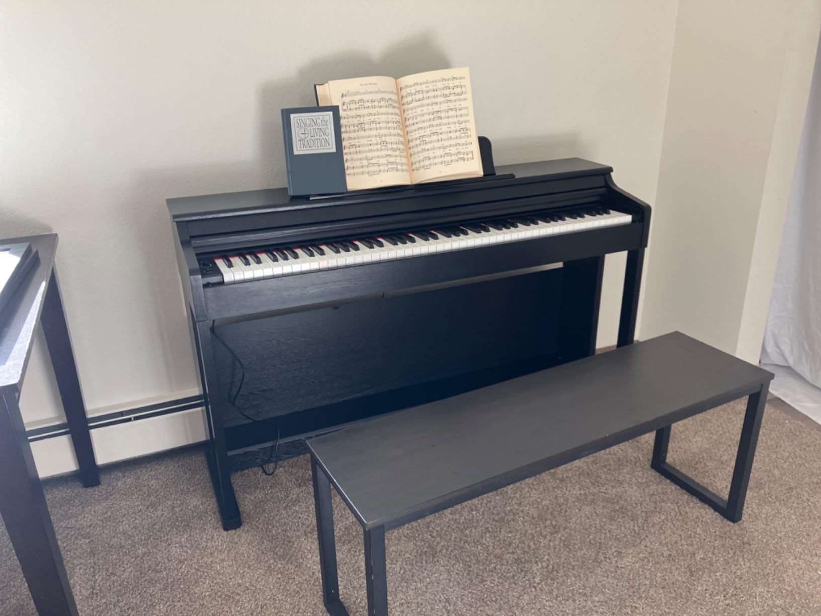 Donner DDP-100 88-Key Weighted Action Digital Piano for Beginner Bundle with Piano Keyboard Stand, Power Adapter, Triple Pedals, MP3 Function, USB-MIDI, 2 Headphone Jacks Black customer photo 1