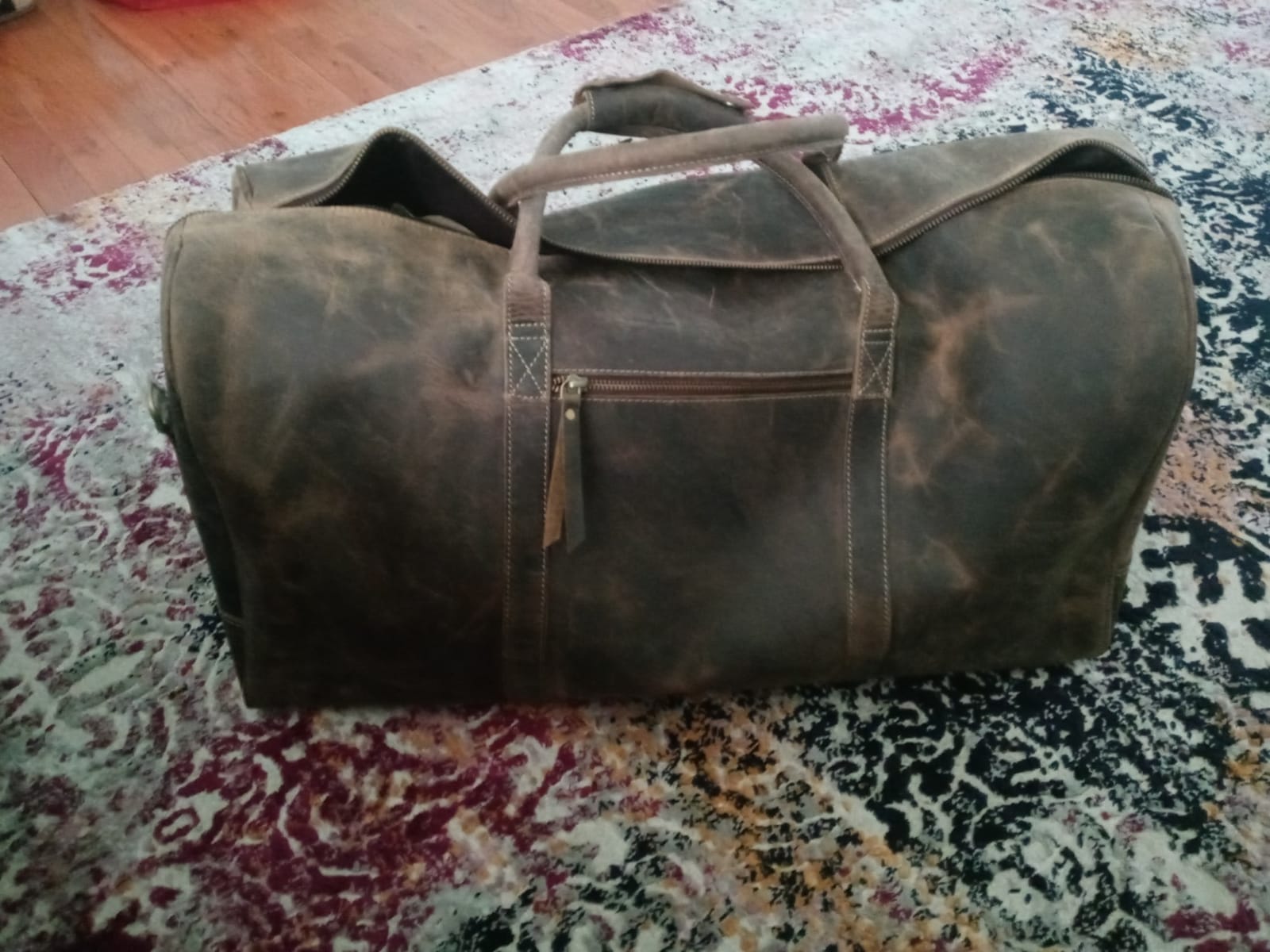 24 Inch Leather Duffle Bag for Men & Women, Travel Weekend Bag customer photo 2