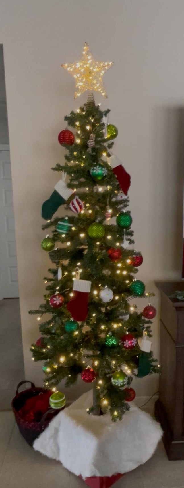 Best Choice Products Pencil Christmas Tree 6ft Pre-lit Alpine Slim Holiday Decoration, Lighted Skinny Décor LED Lights, Metal Stand customer photo 1