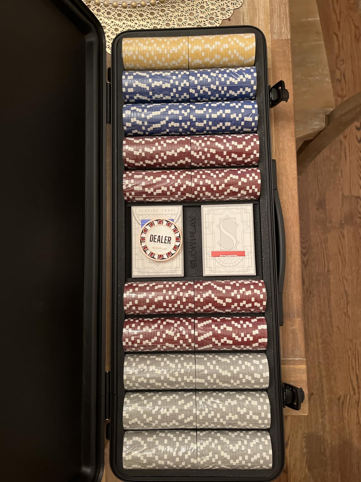 SLOWPLAY Nash Clay Poker Set, 14g 40mm Poker Chips for Texas Hold'em, 500 pcs Non-Numbered Set, Premium PC Shell Case, Clay Composite Poker Chips, Art Deco Style customer photo 1