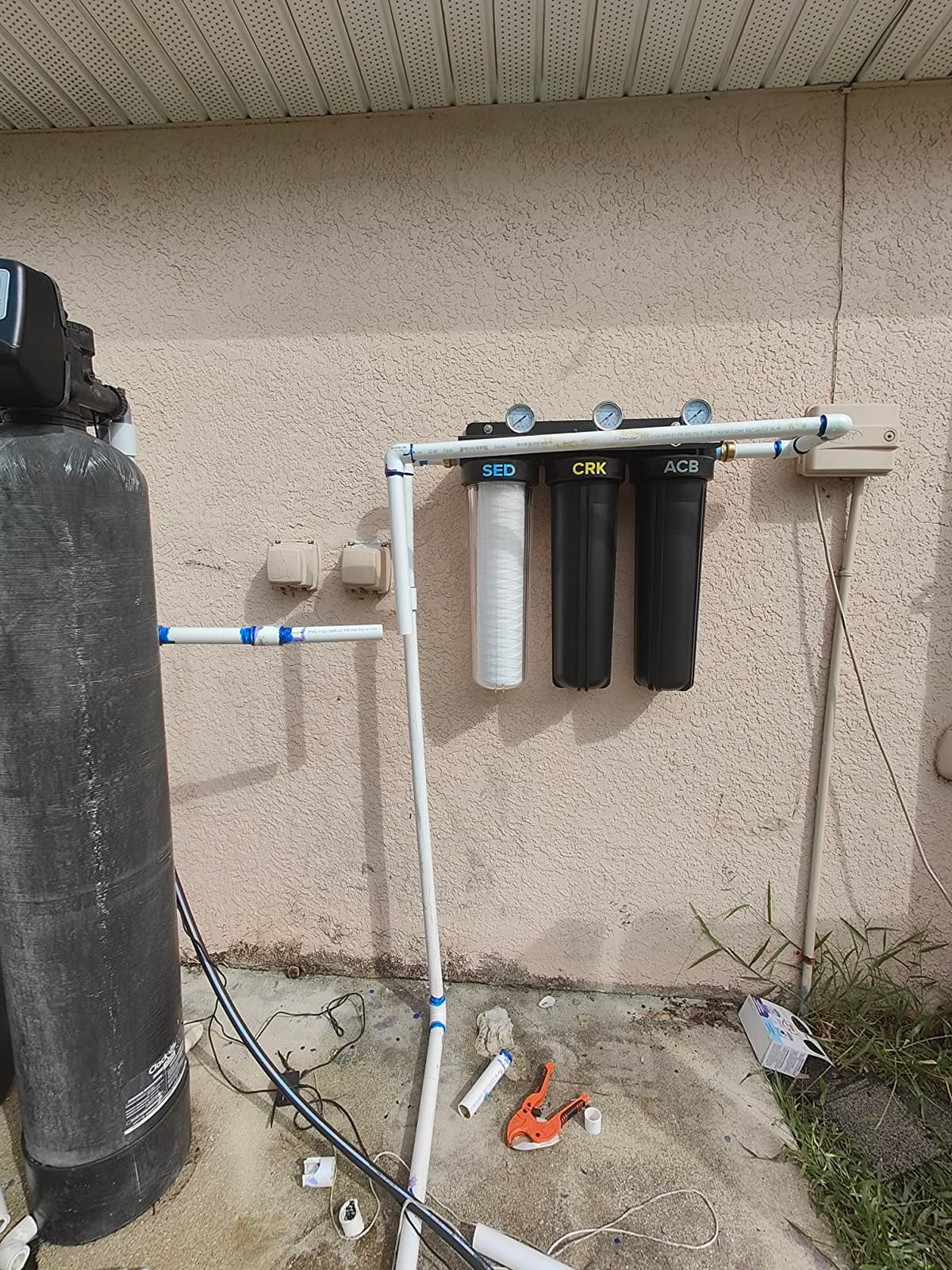 PRO+AQUA Elite Series GEN2 PRO-100-E 3-Stage Whole House Water Filtration System for City & Well Water with Pressure Gauges | Reduces Contaminants, Sediment, Chemicals, Heavy Metals, with 1
