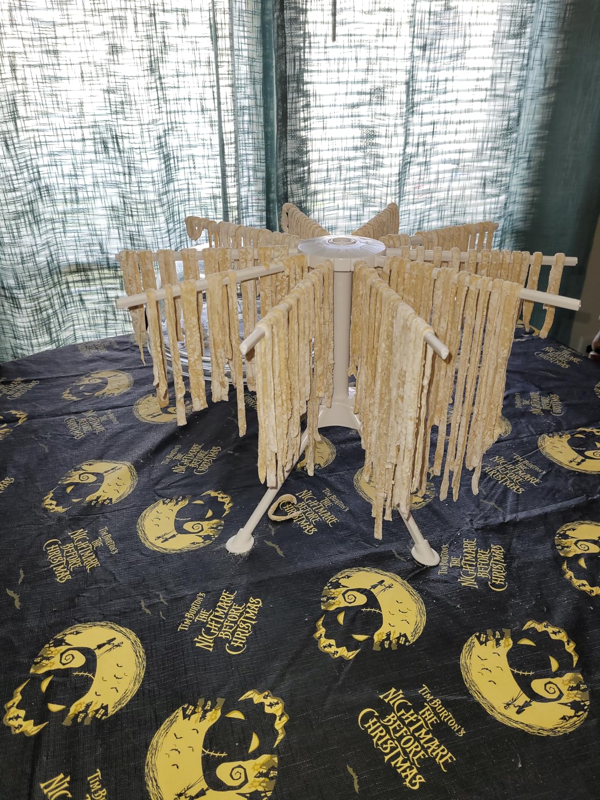 Cambom Collapsible Pasta Drying Rack - Spaghetti Noodle Drying Rack with 10 Bar Handles White customer photo 2