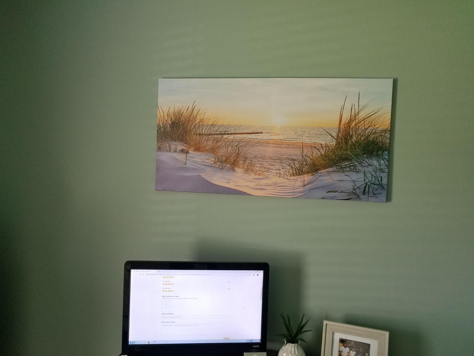 Canvas Wall Art For Living Room Super Large Size Wall Decor For Office Canvas Art Framed Pictures Artwork Blue Sun Beach Grass Ocean Landscape Paintings Bedroom Decor Seascape Draw Home Decorations customer photo 1
