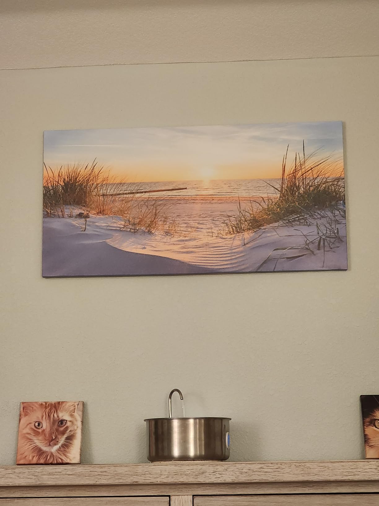 Canvas Wall Art For Living Room Super Large Size Wall Decor For Office Canvas Art Framed Pictures Artwork Blue Sun Beach Grass Ocean Landscape Paintings Bedroom Decor Seascape Draw Home Decorations customer photo 2