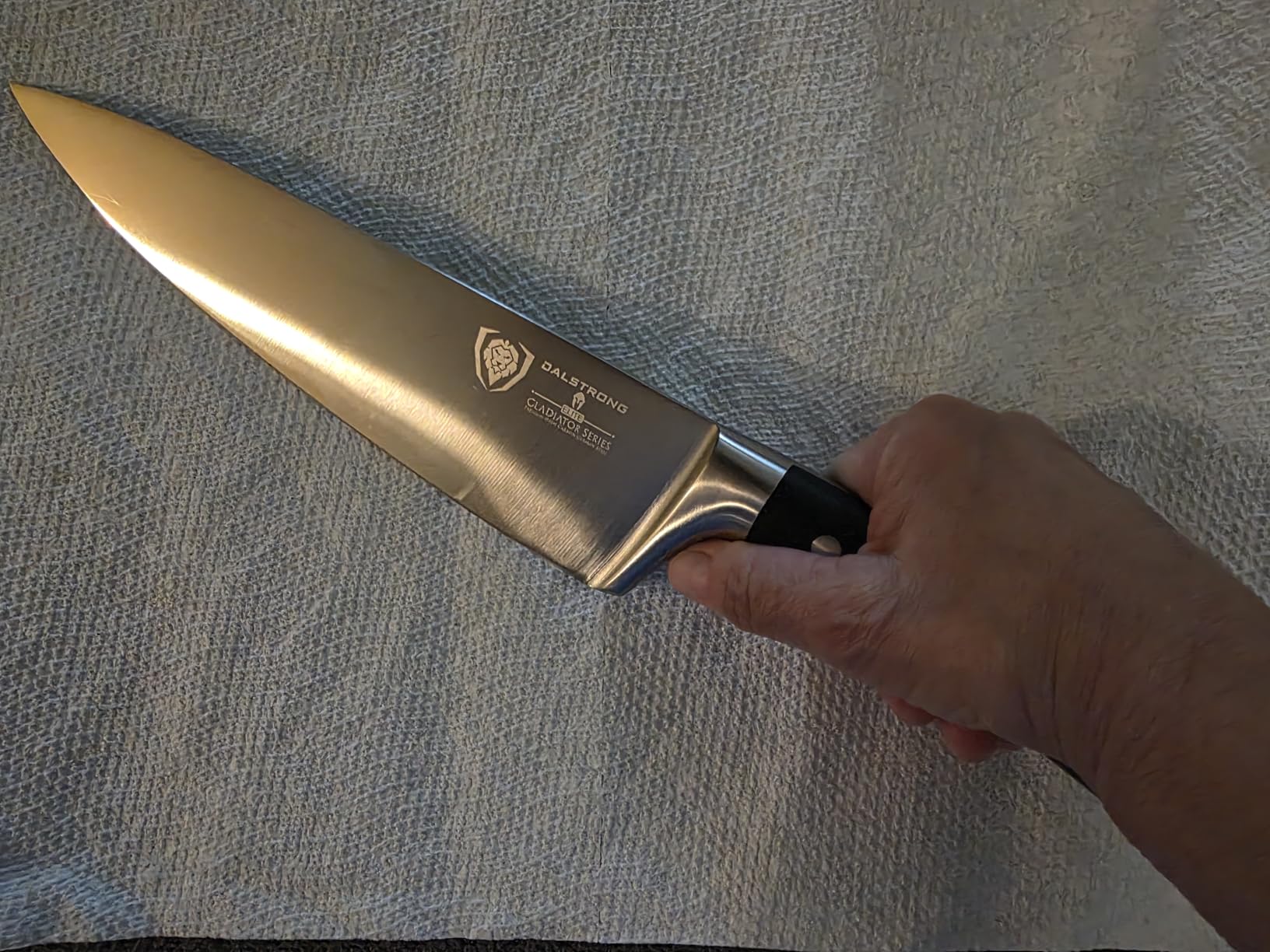 Dalstrong Chef Knife - 8 inch Blade - Gladiator Series - Forged High Carbon German Steel - Razor Sharp Kitchen Knife - Professional Full Tang Knives - Crimson Red Handle ABS - Sheath - NSF Certified customer photo 2
