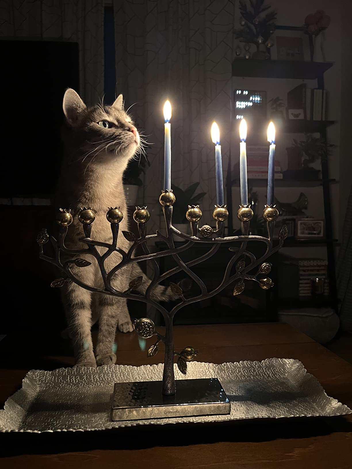 Yair Emanuel Gold & Silver Hammered Pomegranate Tree Menorah customer photo 2