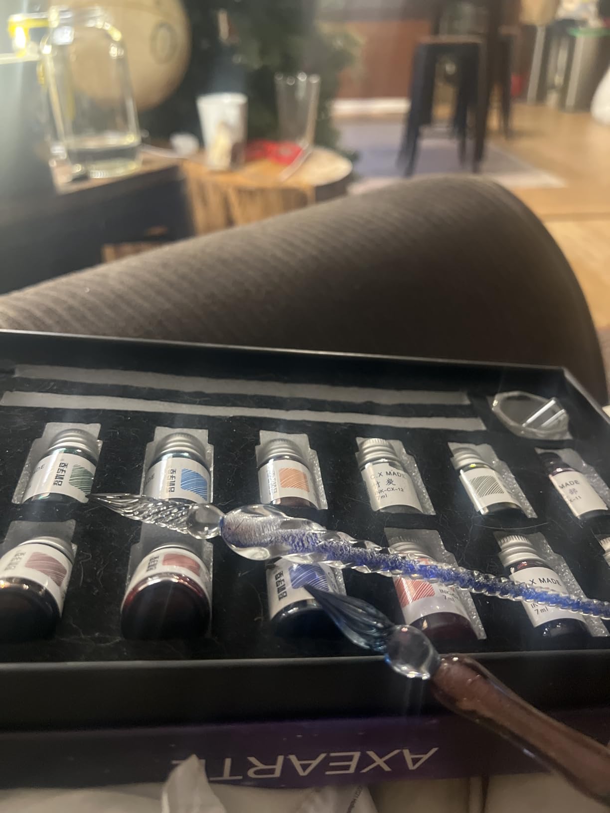 AXEARTE Glass Dip Calligraphy Pen Set, 18-Pieces 14 Color Inks, Pen Holder, Cleaning Cup, 2 Crystal Glass Pens for Art, Writing, Drawing, Signatures, Gift for Kids and Artist customer photo 2
