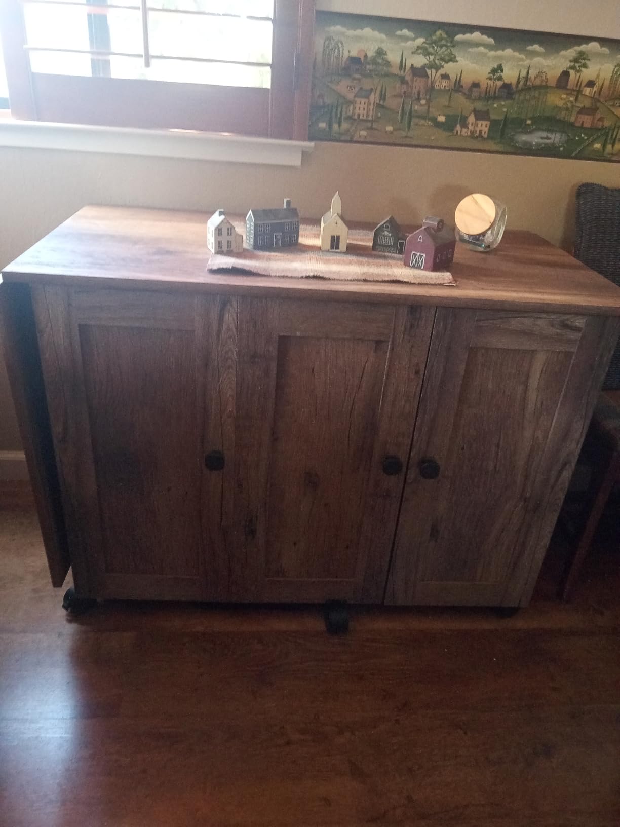 Sauder Craft Cart Storage Cabinet, Rolling Sewing Table with Expandable Top, Mystic Oak customer photo 2